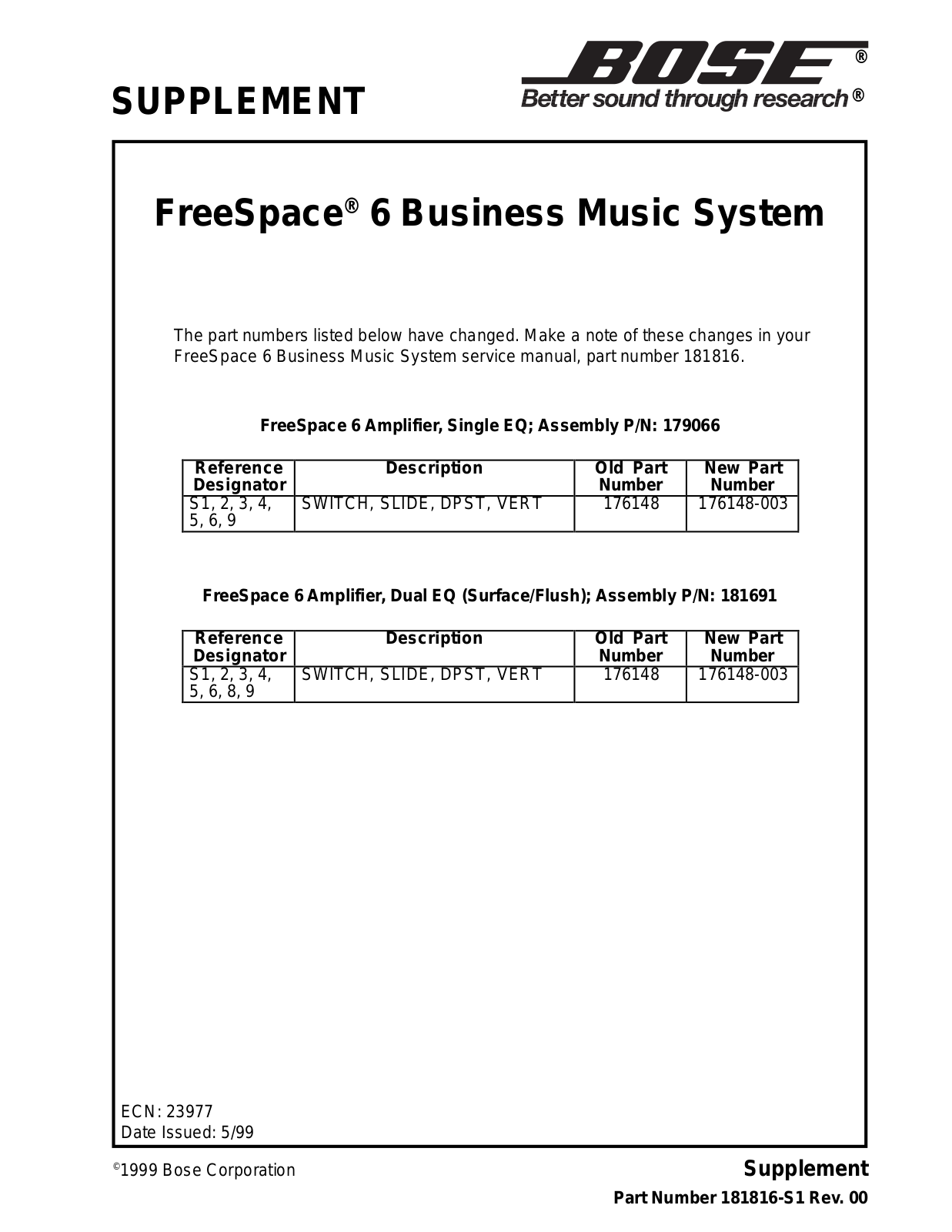 BOSE 181816-S1 Schematic