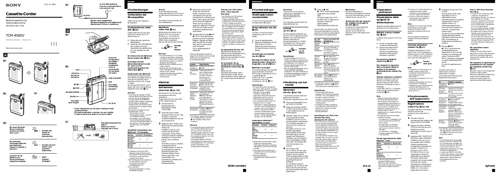 Sony TCM-450DV User Manual