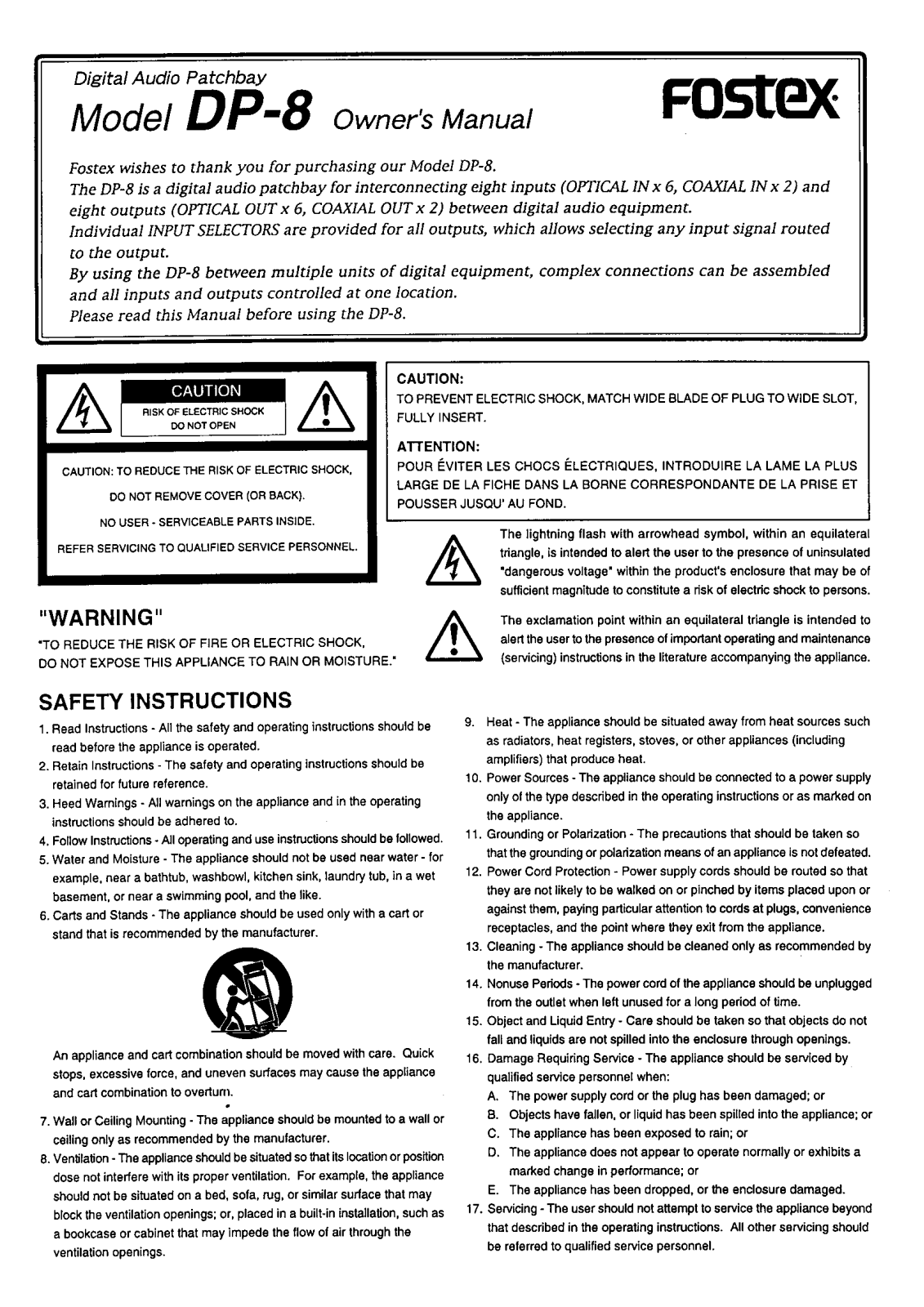 Fostex DP-8 User Manual