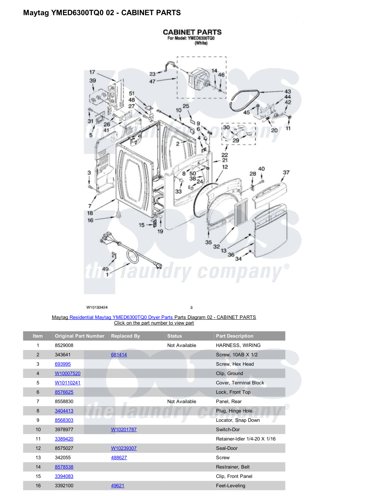 Maytag YMED6300TQ0 Parts Diagram