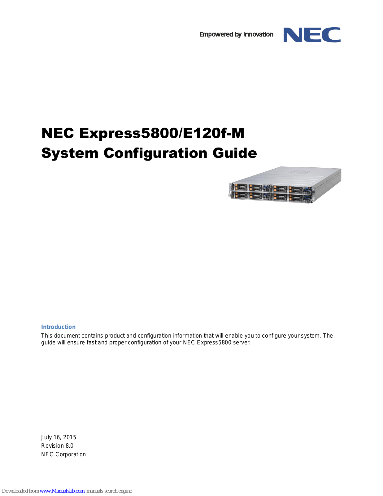 NEC Express5800, E120f-M System Configuration Manual