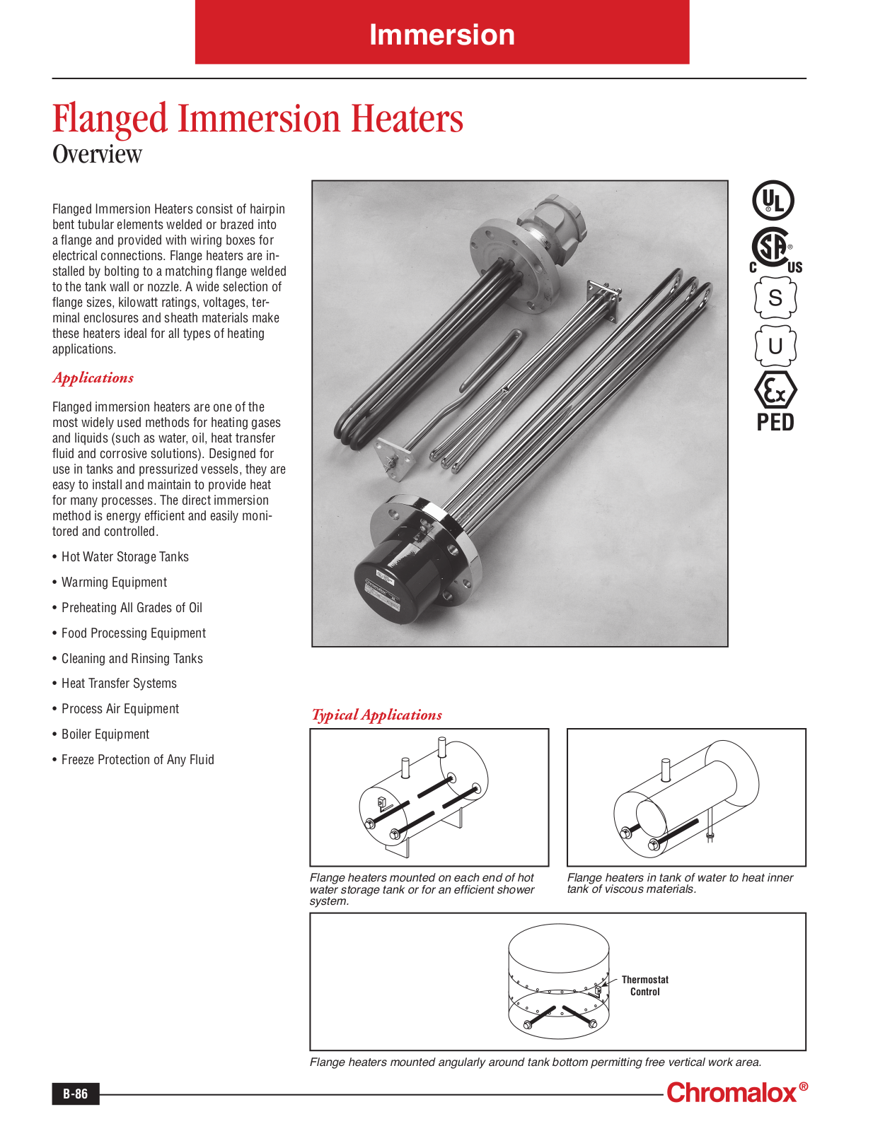 Chromalox Flanged immersion heaters General Product Line Information