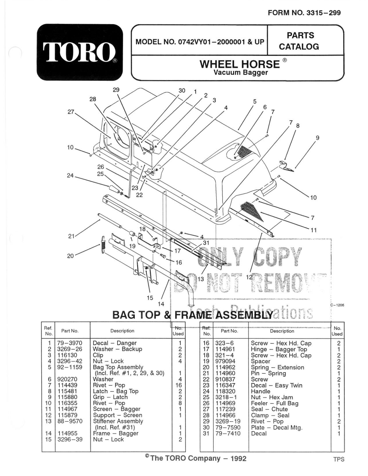 Toro 07-42VY01 Parts Catalogue