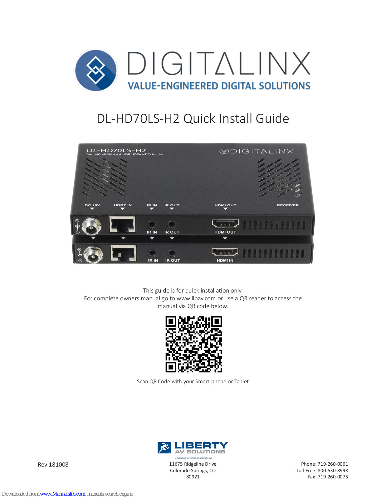 DigitaLinx DL-HD70LS-H2 Quick Install Manual - ManualMachine.com
