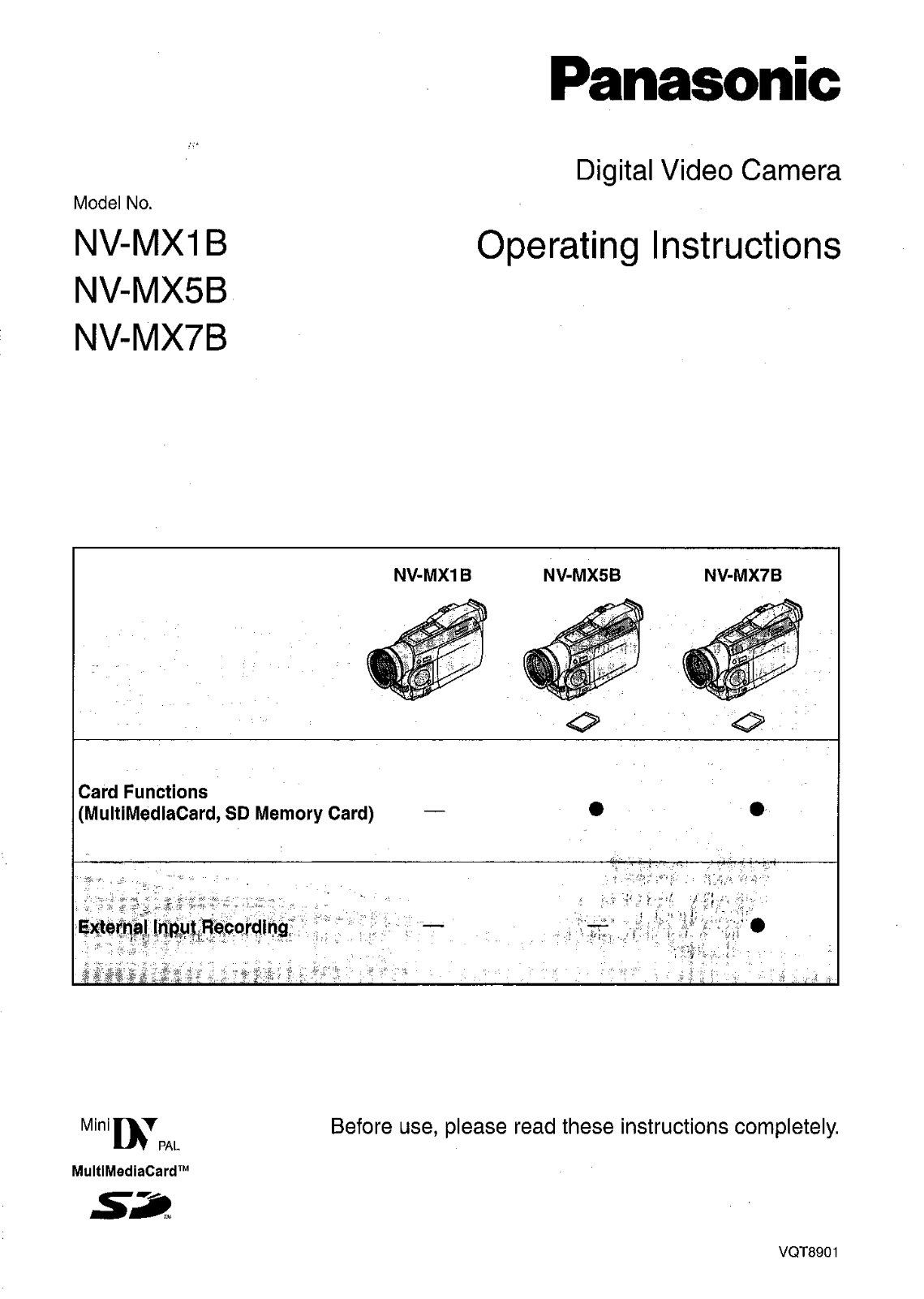 Panasonic NV-MX1, NV-MX7, NV-MX5 User Manual