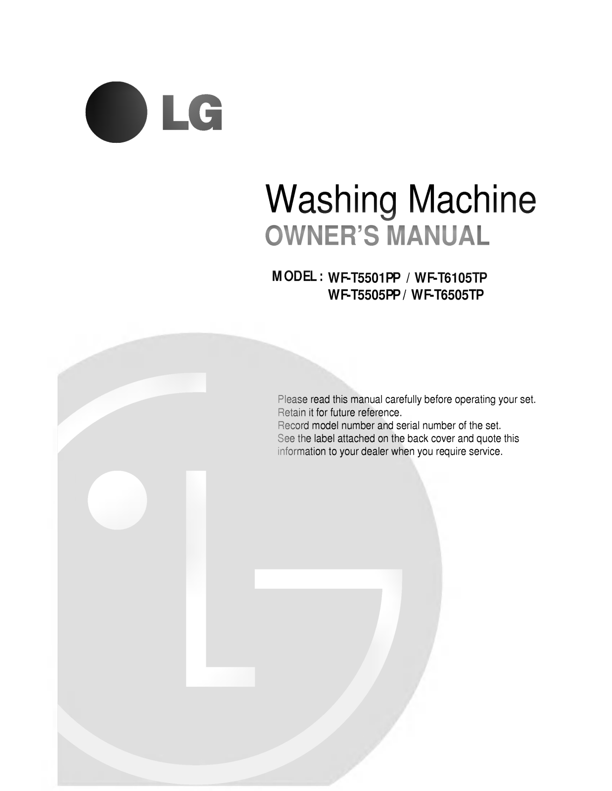 LG WF-T5105PP Owner's manual