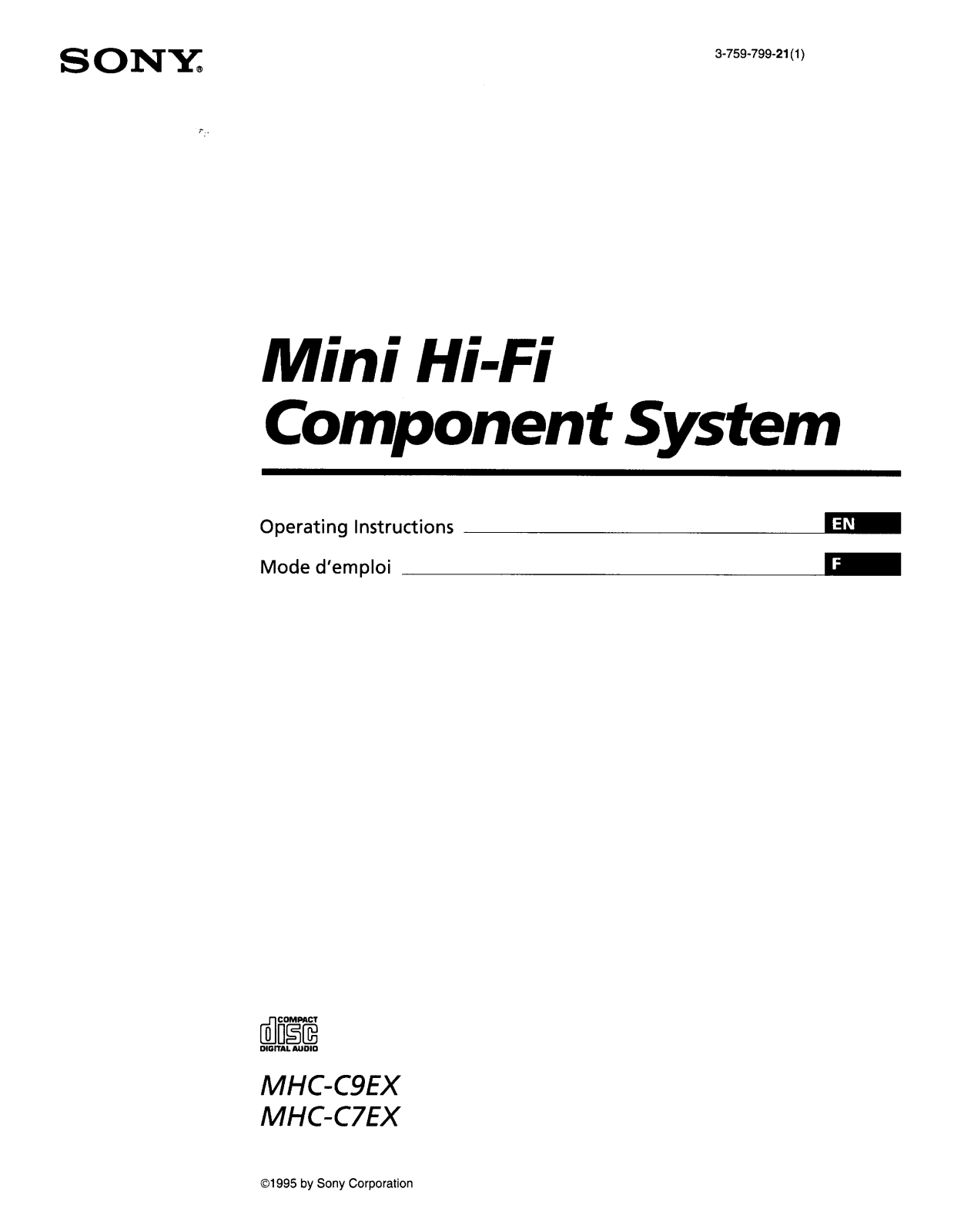 Sony MHC-C7EX, MHC-C9EX Operating Instruction