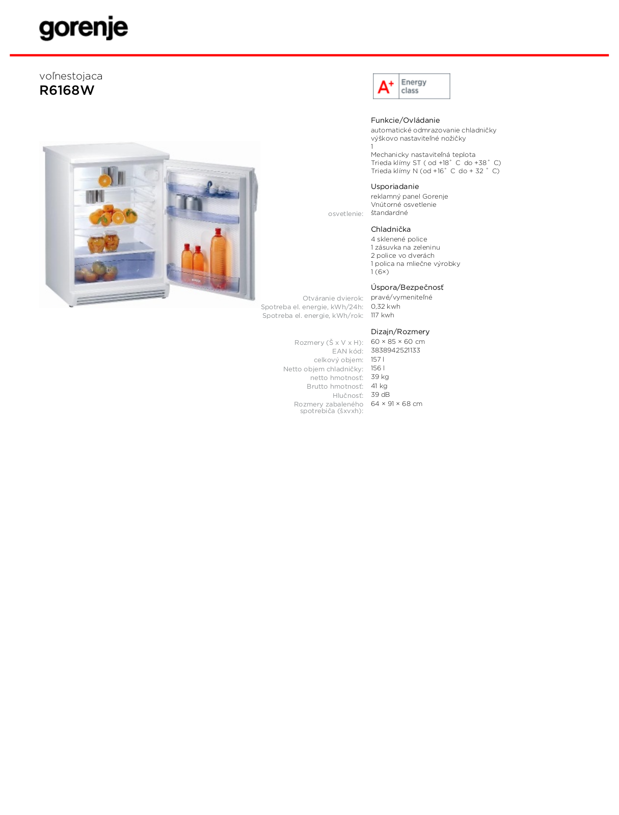 Gorenje R6168W BROCHURE