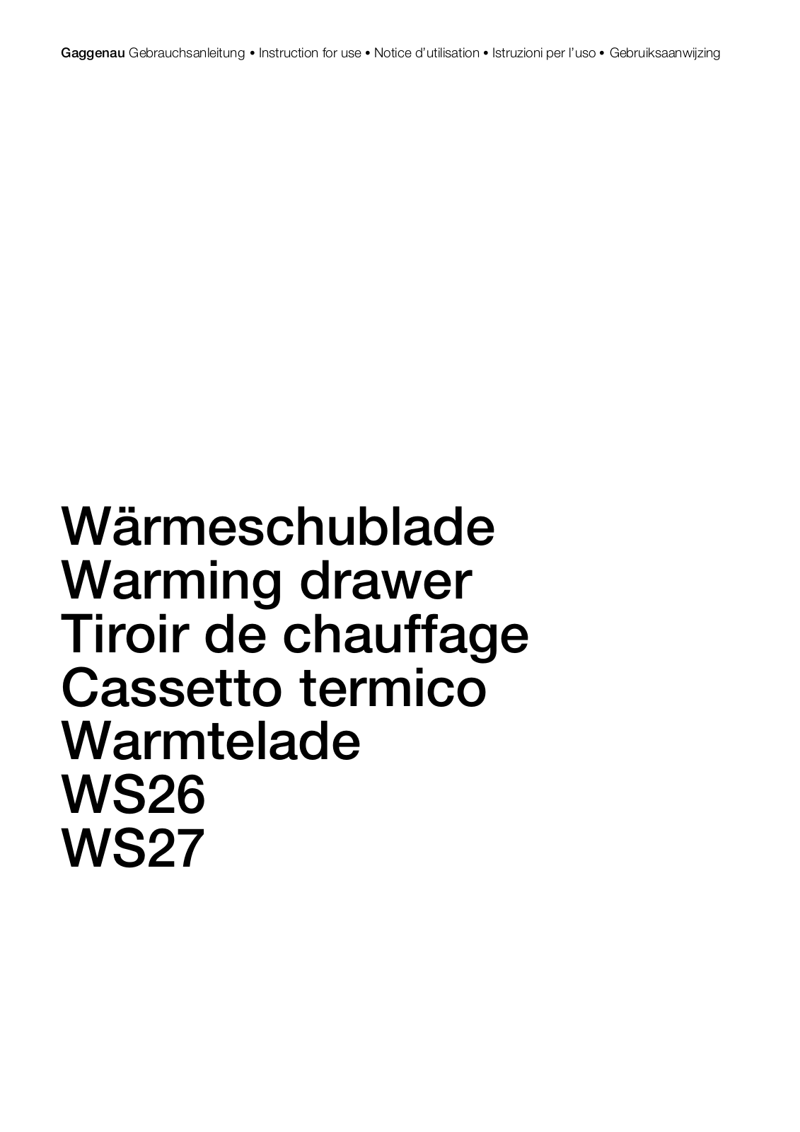 GAGGENAU WS 261, WS 262 User Manual