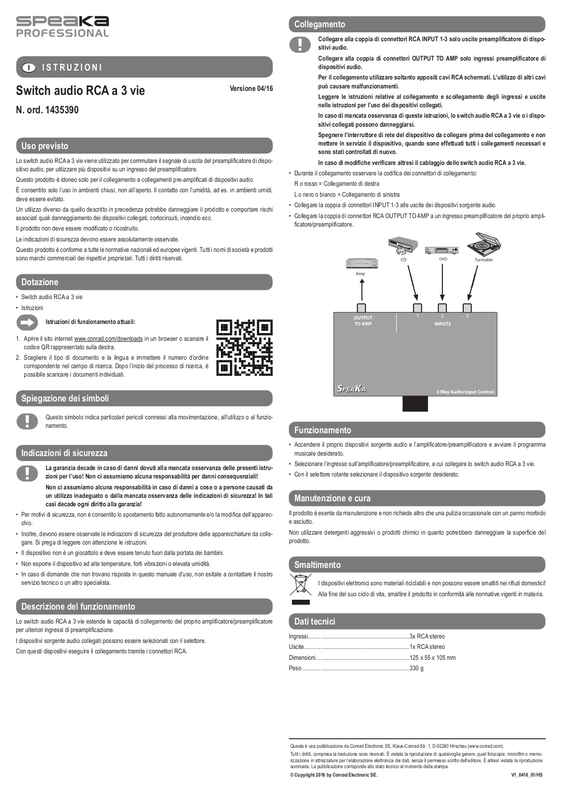 SpeaKa Professional 1435390 Instructions