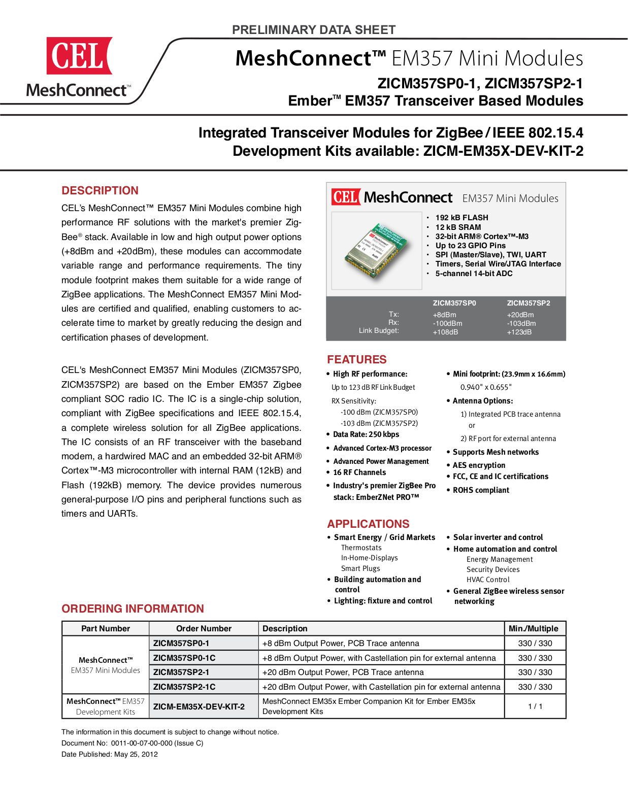 California Eastern Laboratories ZICM357SP2 User Manual