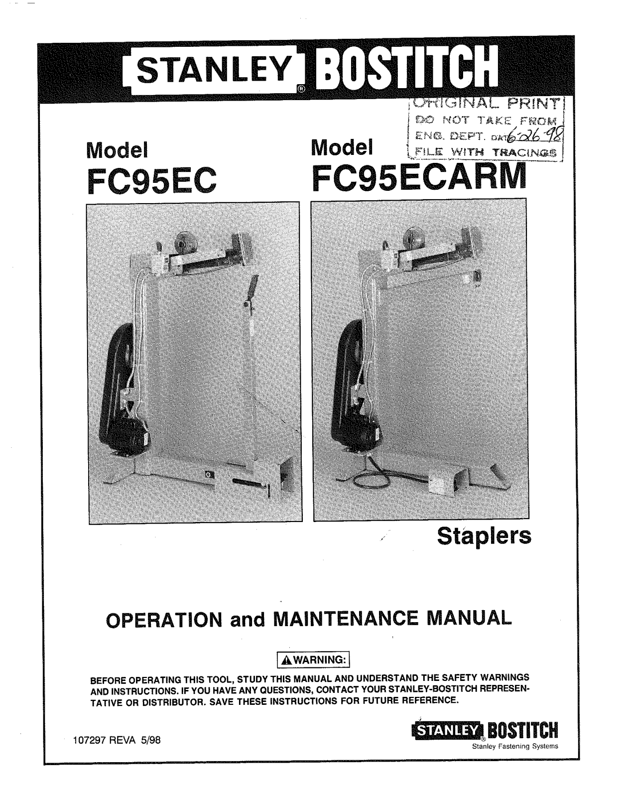 Bostitch FC95EC, FC95ECARM User Manual