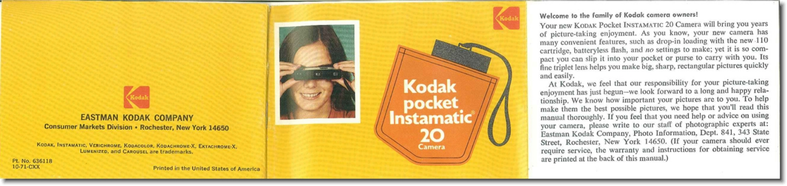Kodak Pocket Instamatic 20 User's Guide