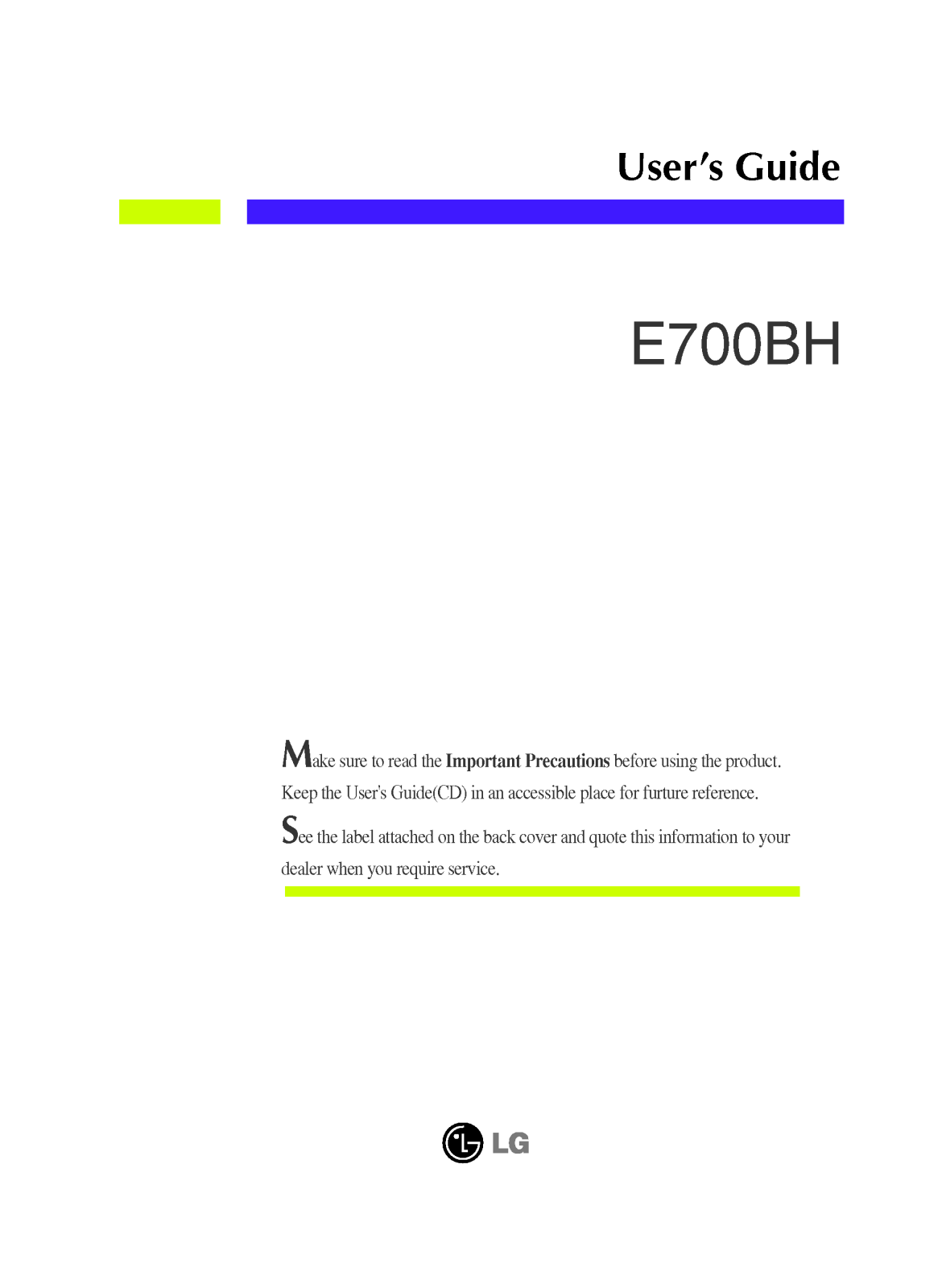 LG E700BH User Manual