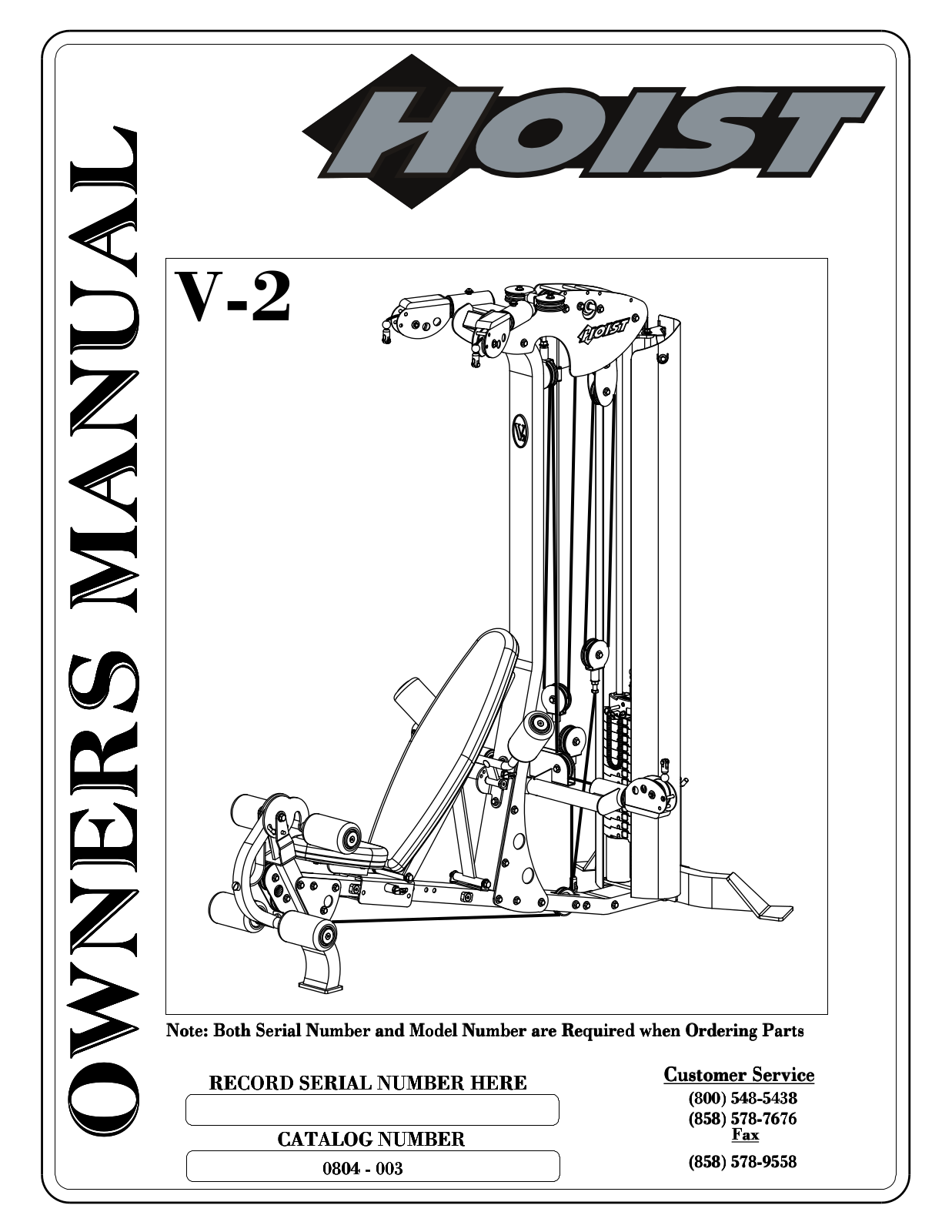 Hoist Fitness V-2 User Manual