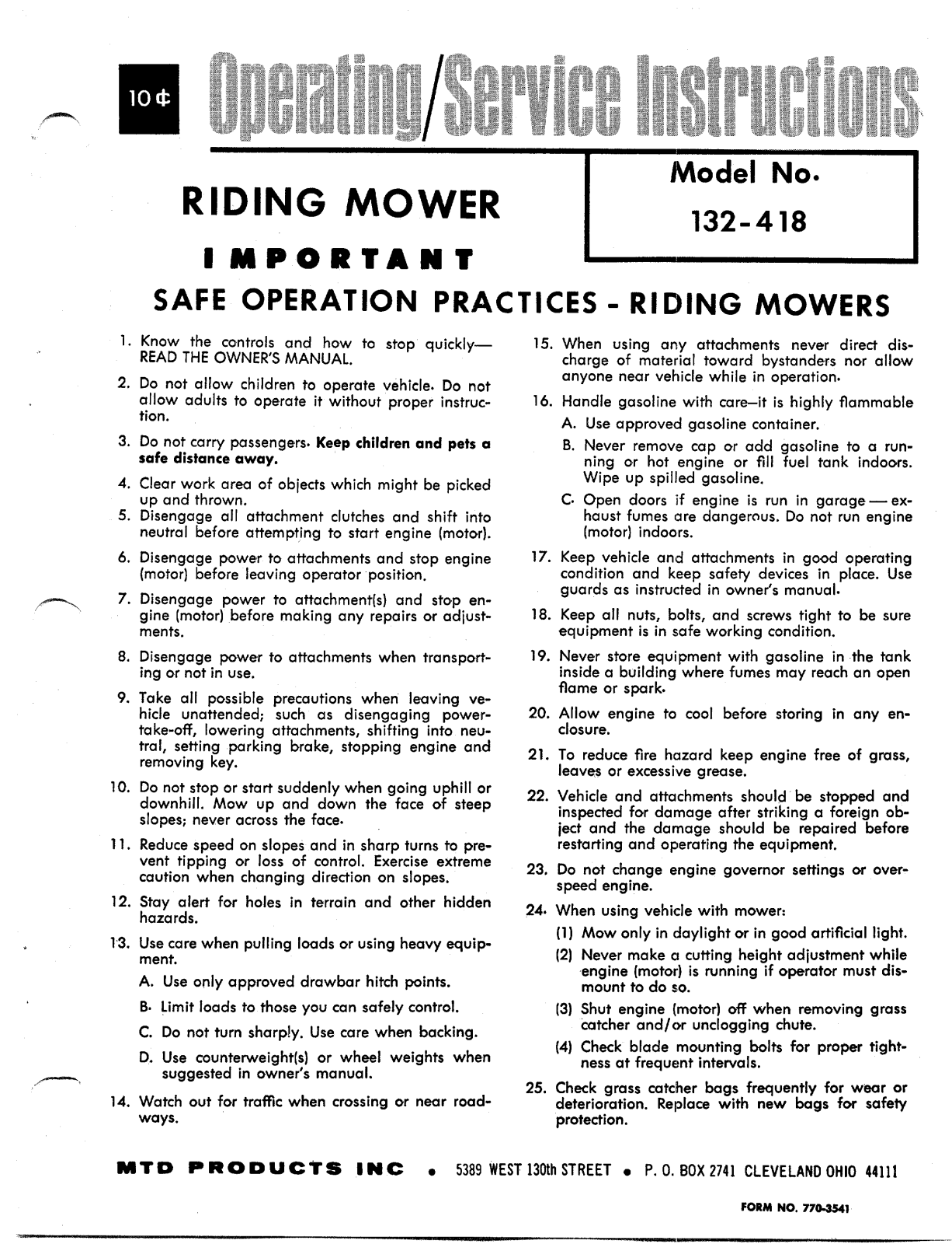 MTD 132-418 User Manual