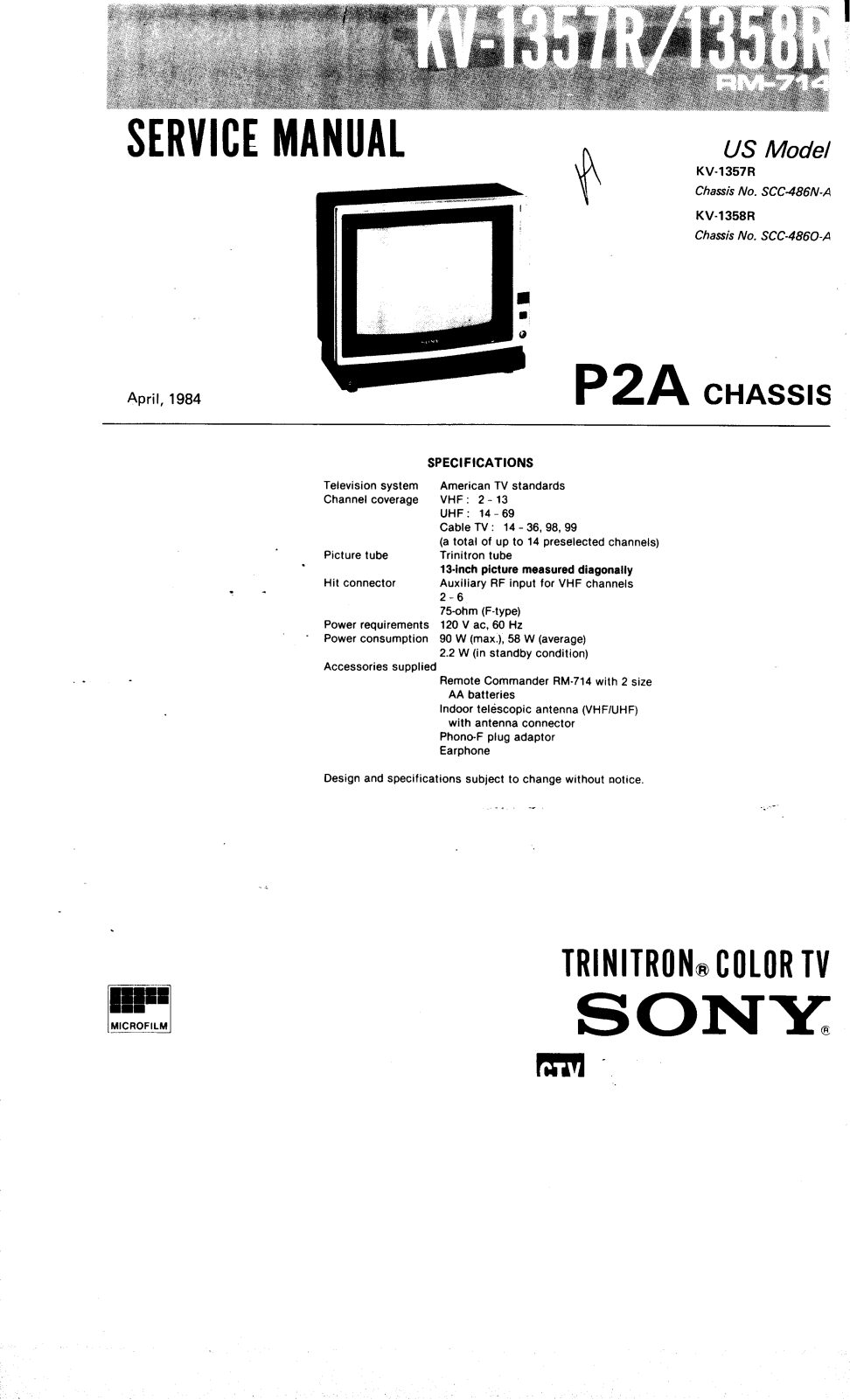 Sony KV-1357R Operating Manual