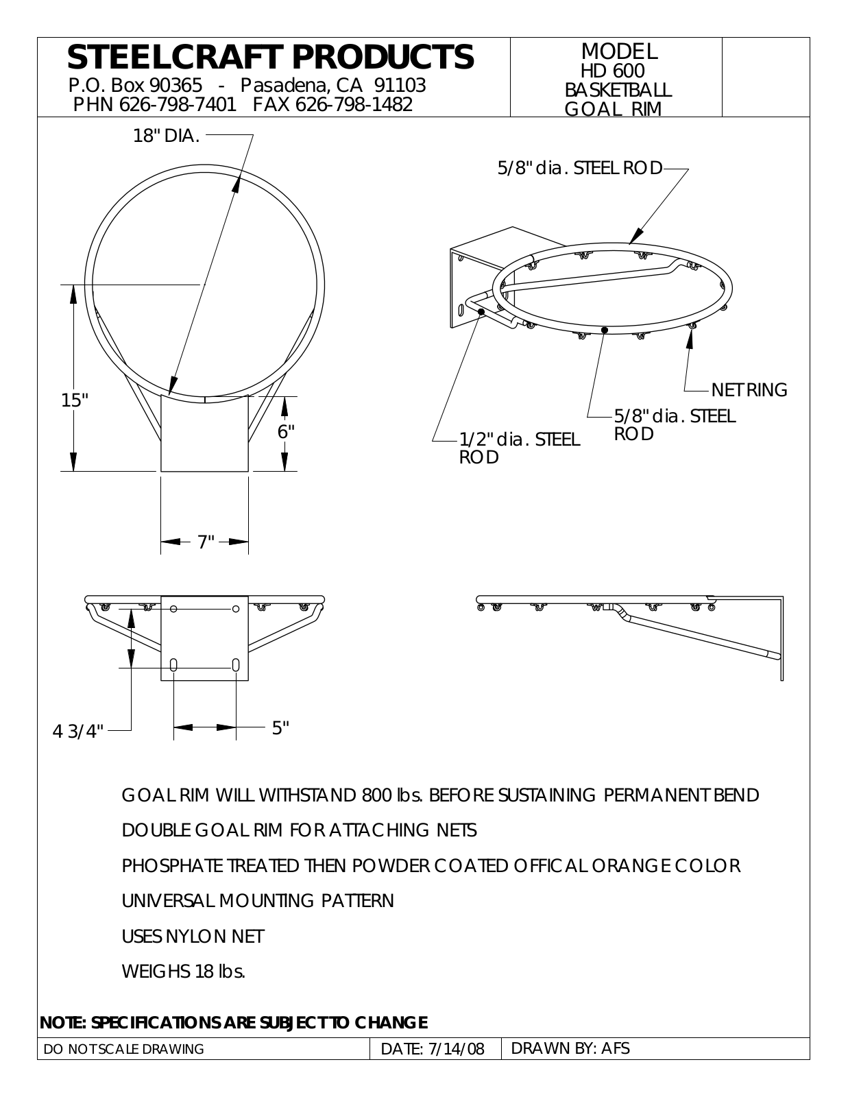 LA STEELCRAFT HD-600 User Manual