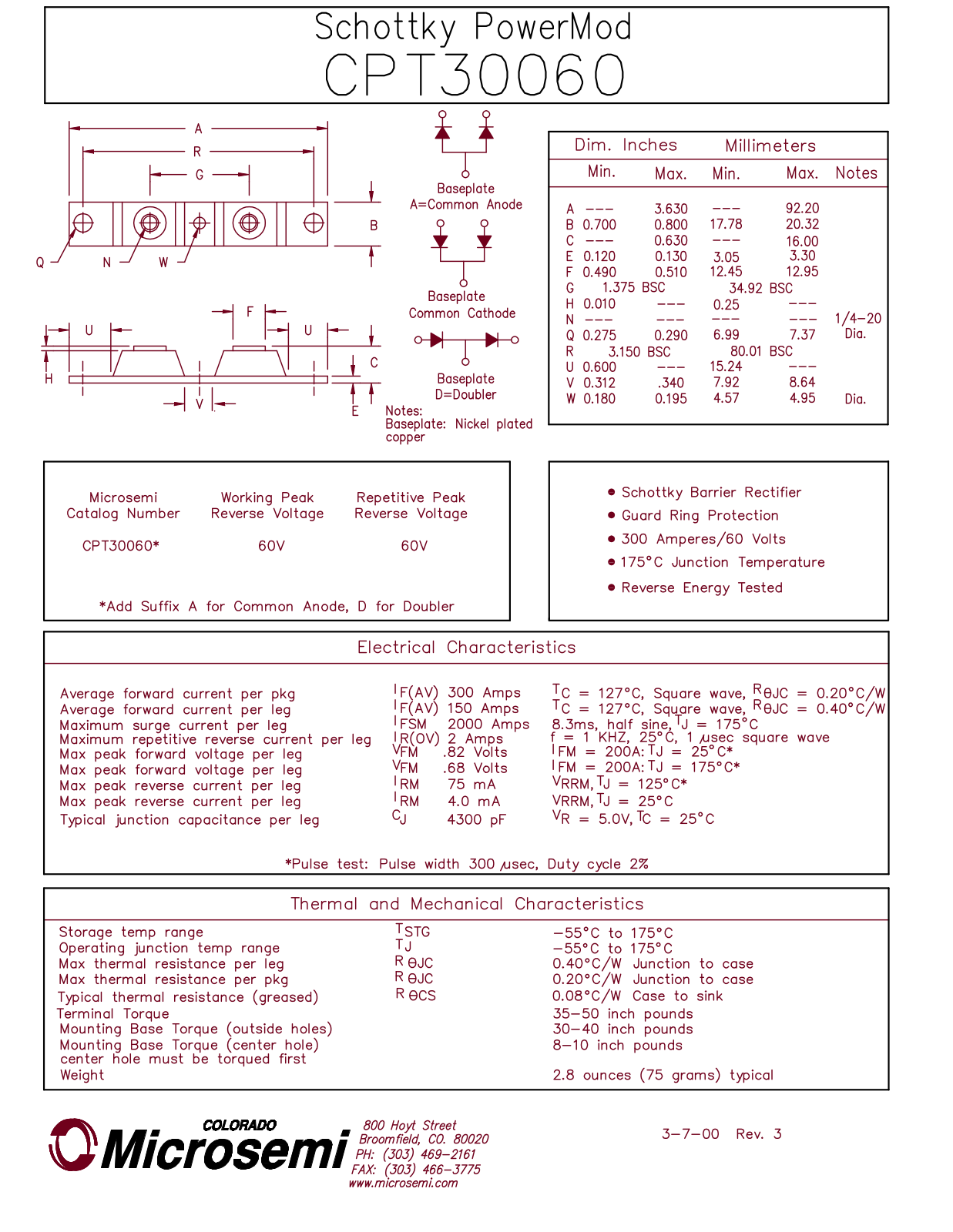 Microsemi Corporation CPT30060 Datasheet