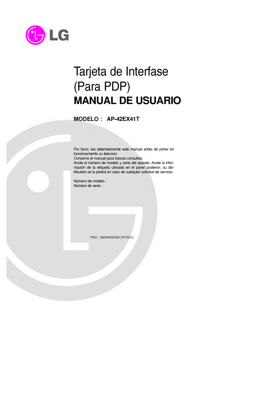LG 42PX4MV user manuals