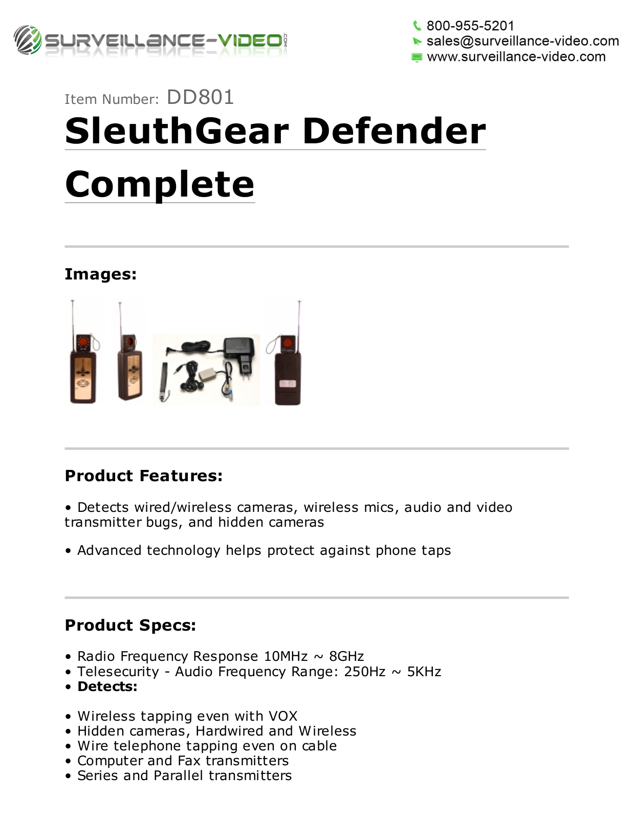 KJB DD801 Specsheet - ManualMachine.com