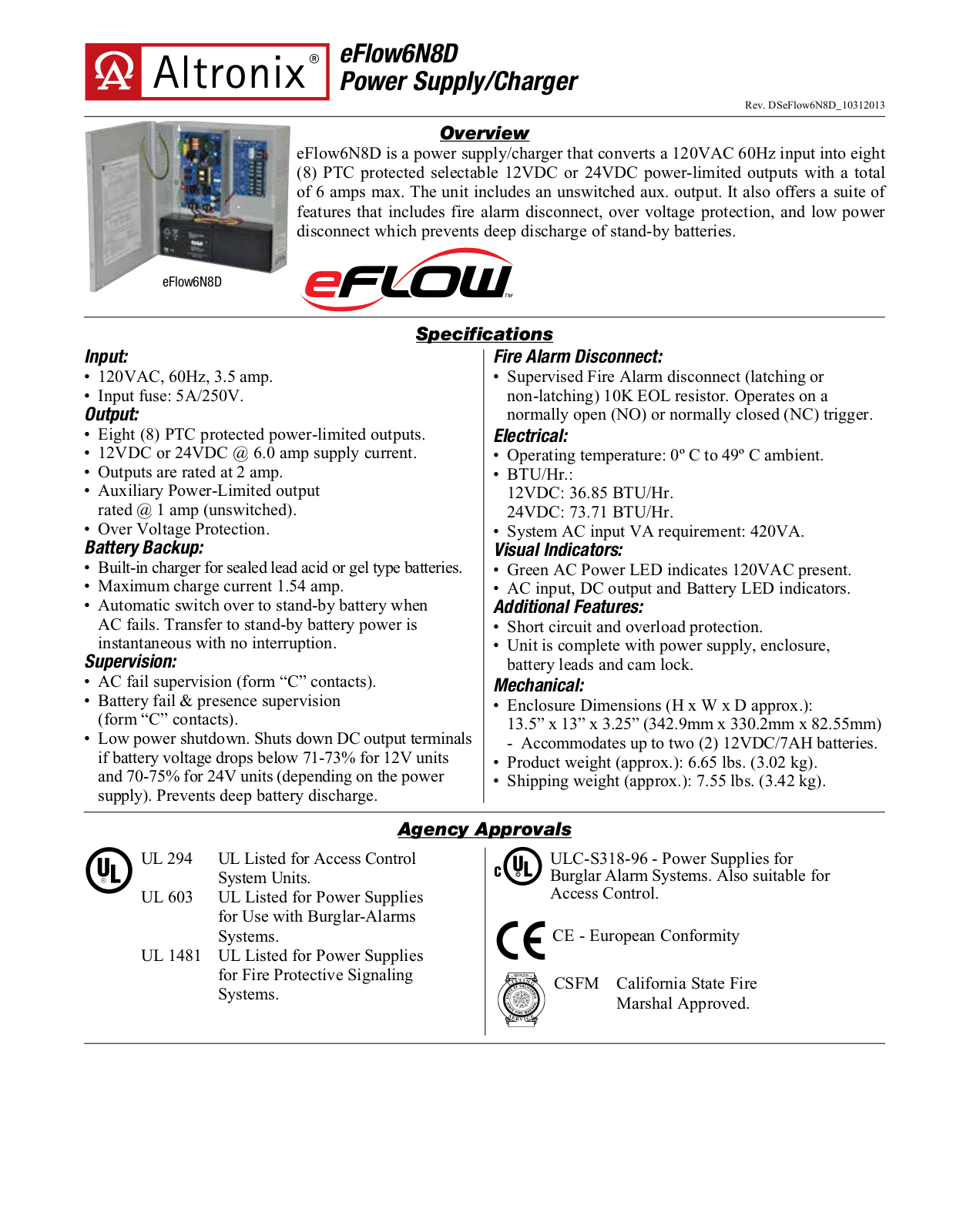 Altronix eFlow6N8D Specsheet