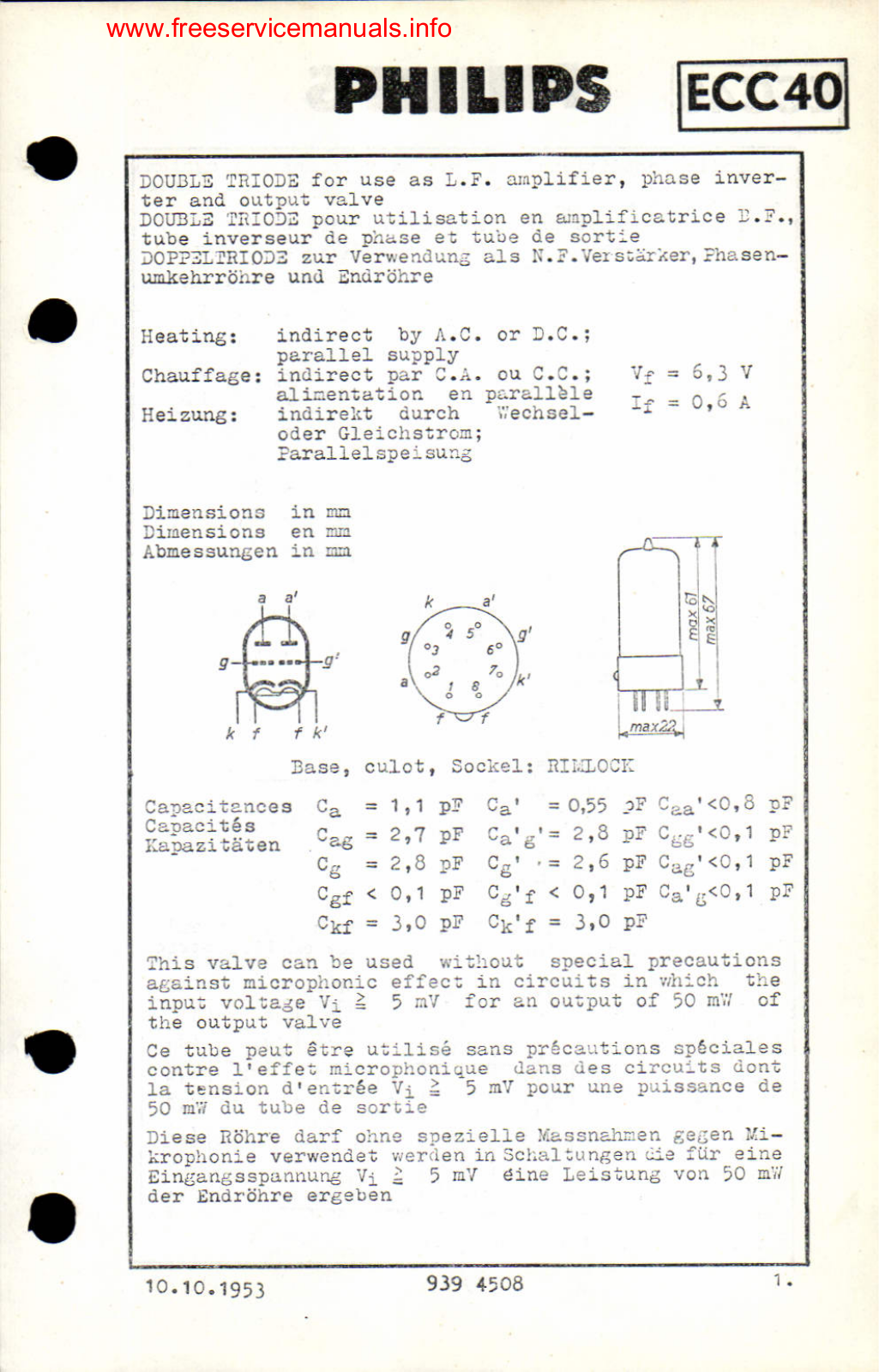 Philips ECC40 DATASHEETS