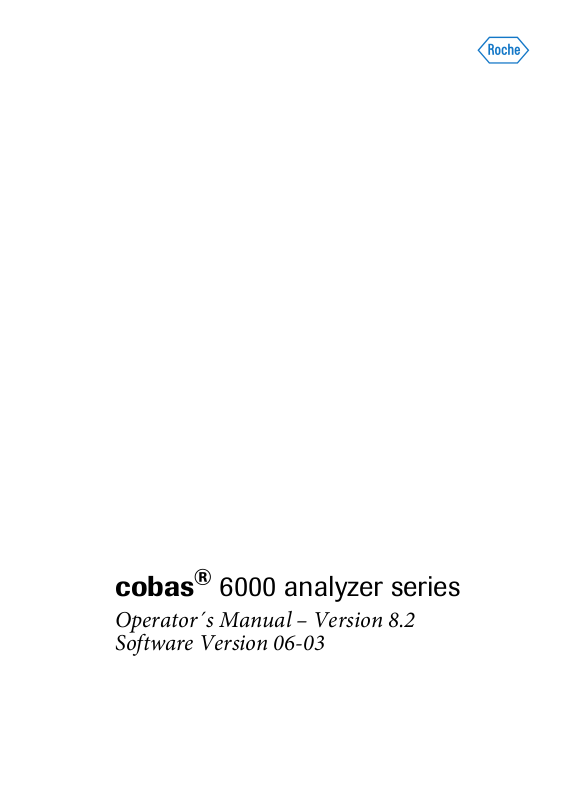 Roche Cobas 6000 Operator’s Manual