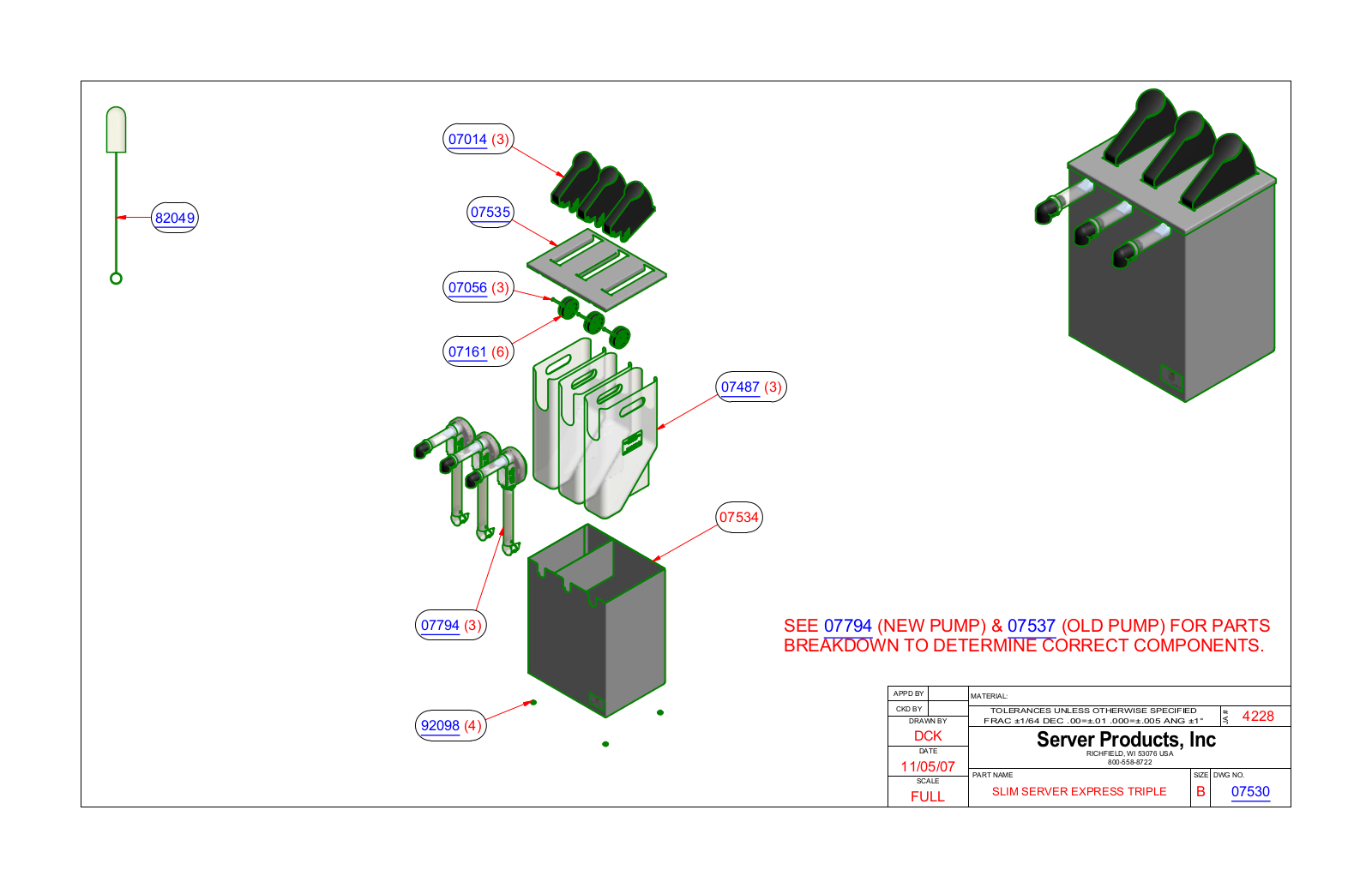 Server 07530 PARTS LIST