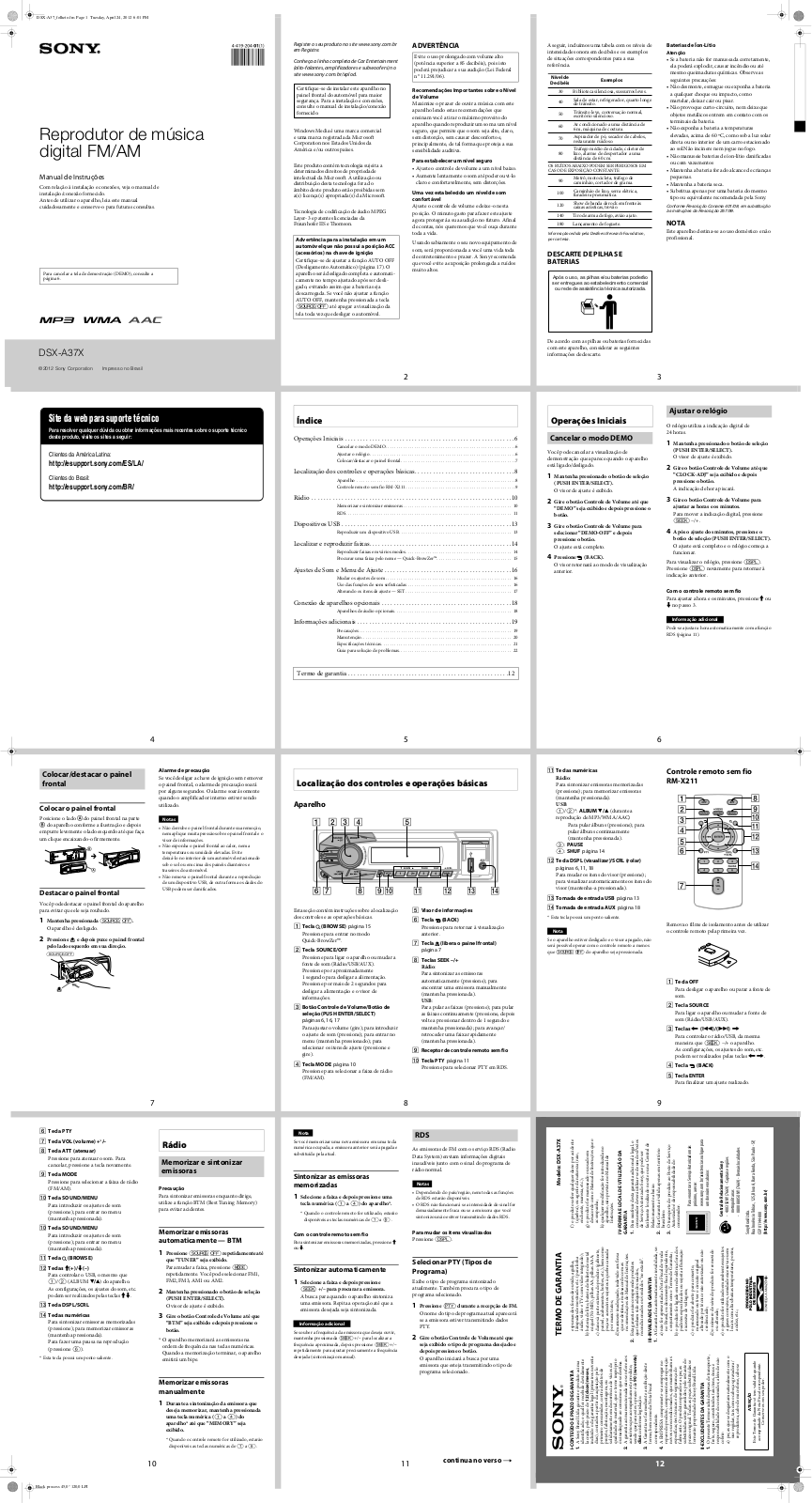 Sony DSX-A37X Users guide - ManualMachine.com
