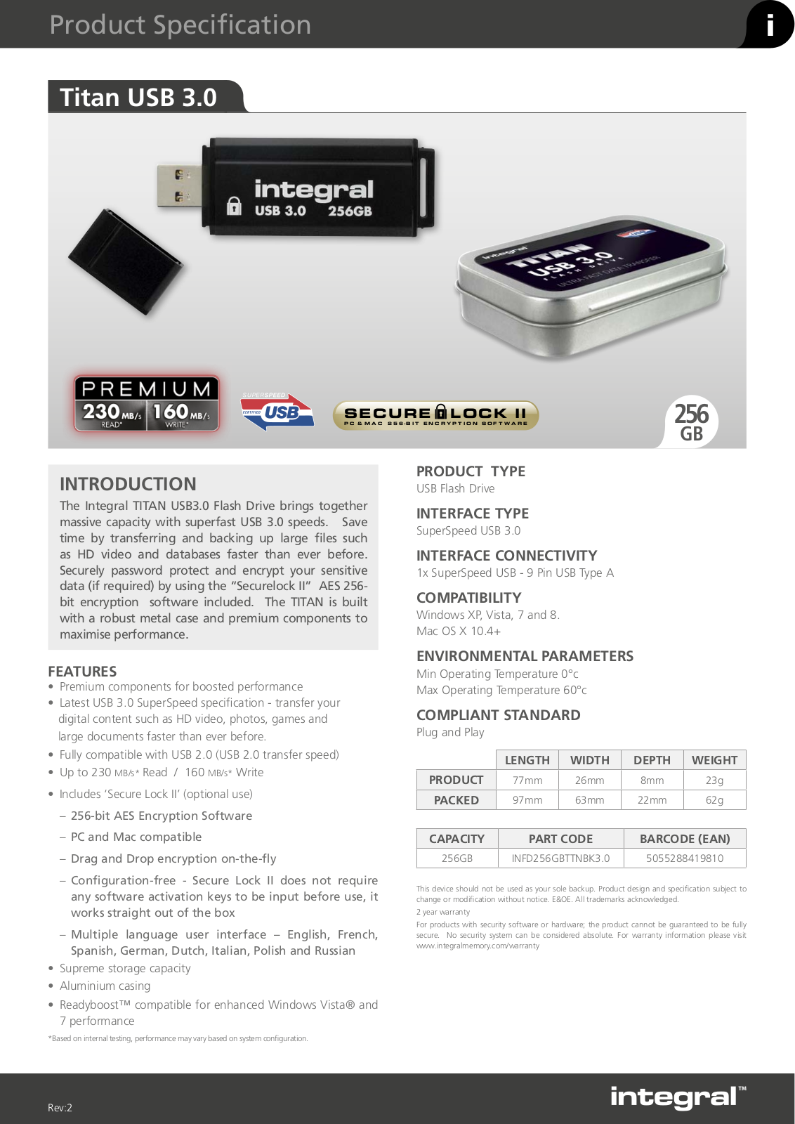 Integral INFD256GBTTNBK3.0 User Manual