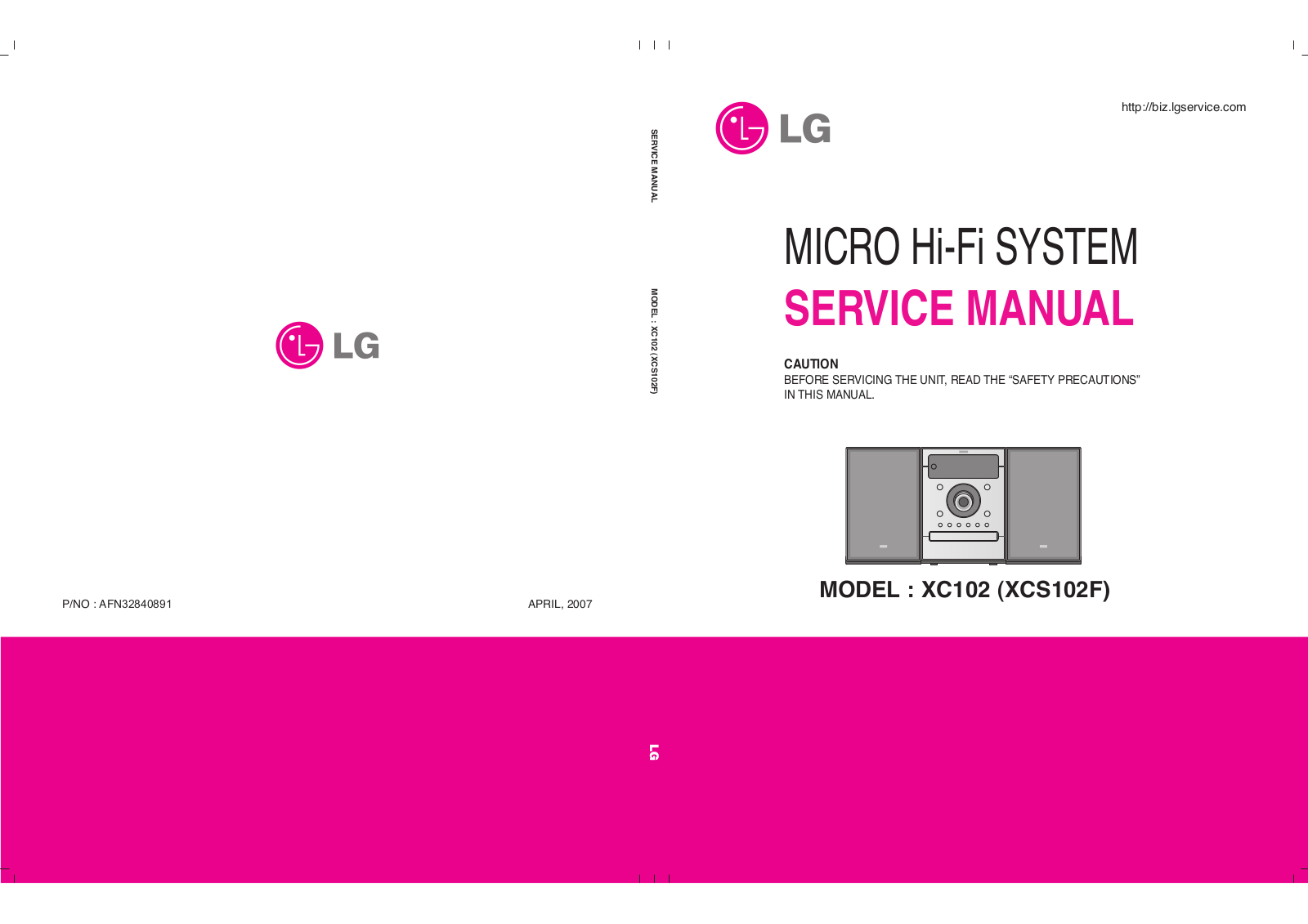 LG XC102, XCS102F Service manual