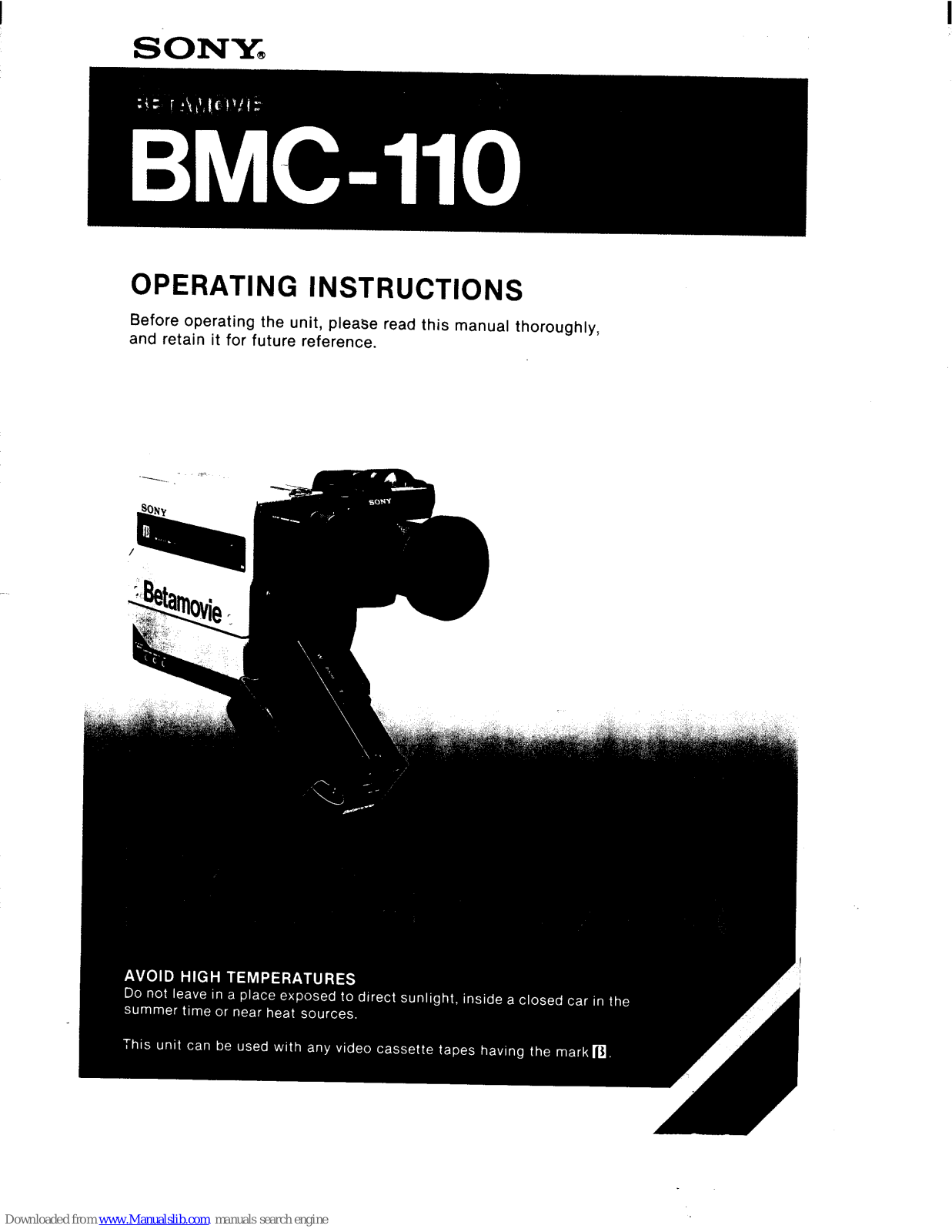 Sony Betamovie BMC-110 Operating Instruction