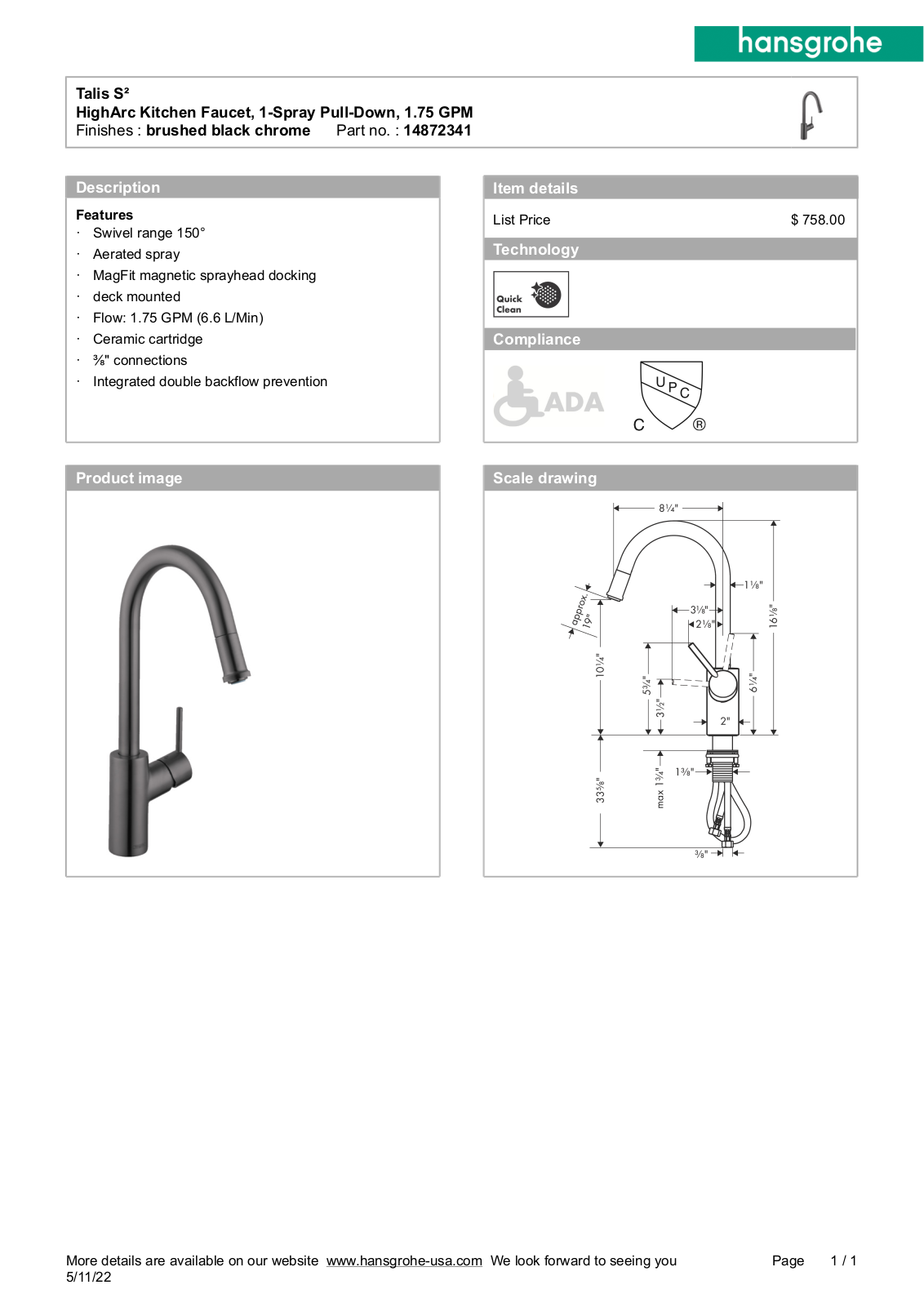 Hansgrohe GCDC1915 Specifications - ManualMachine.com