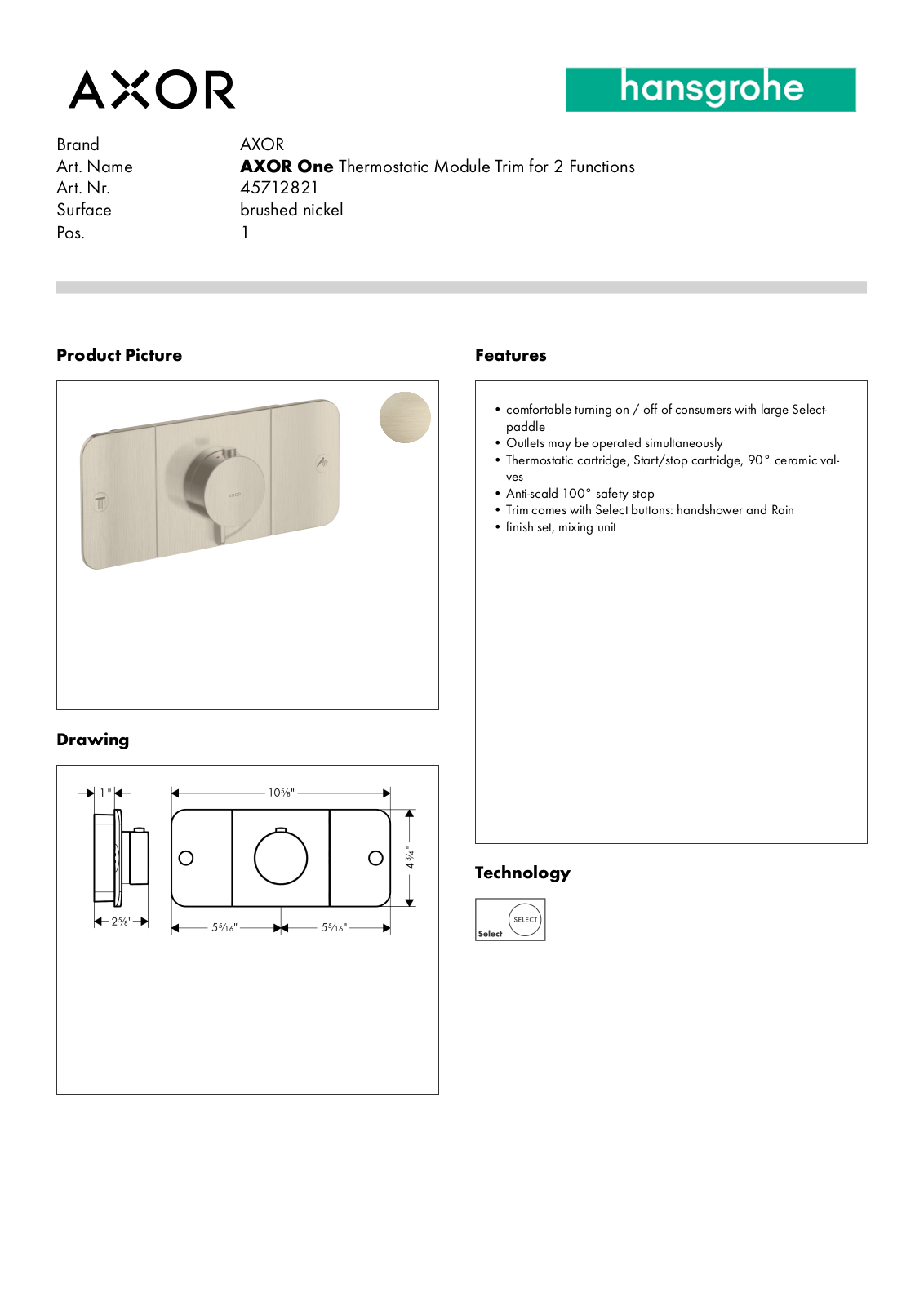 Axor BDJZ1202 Specifications - ManualMachine.com
