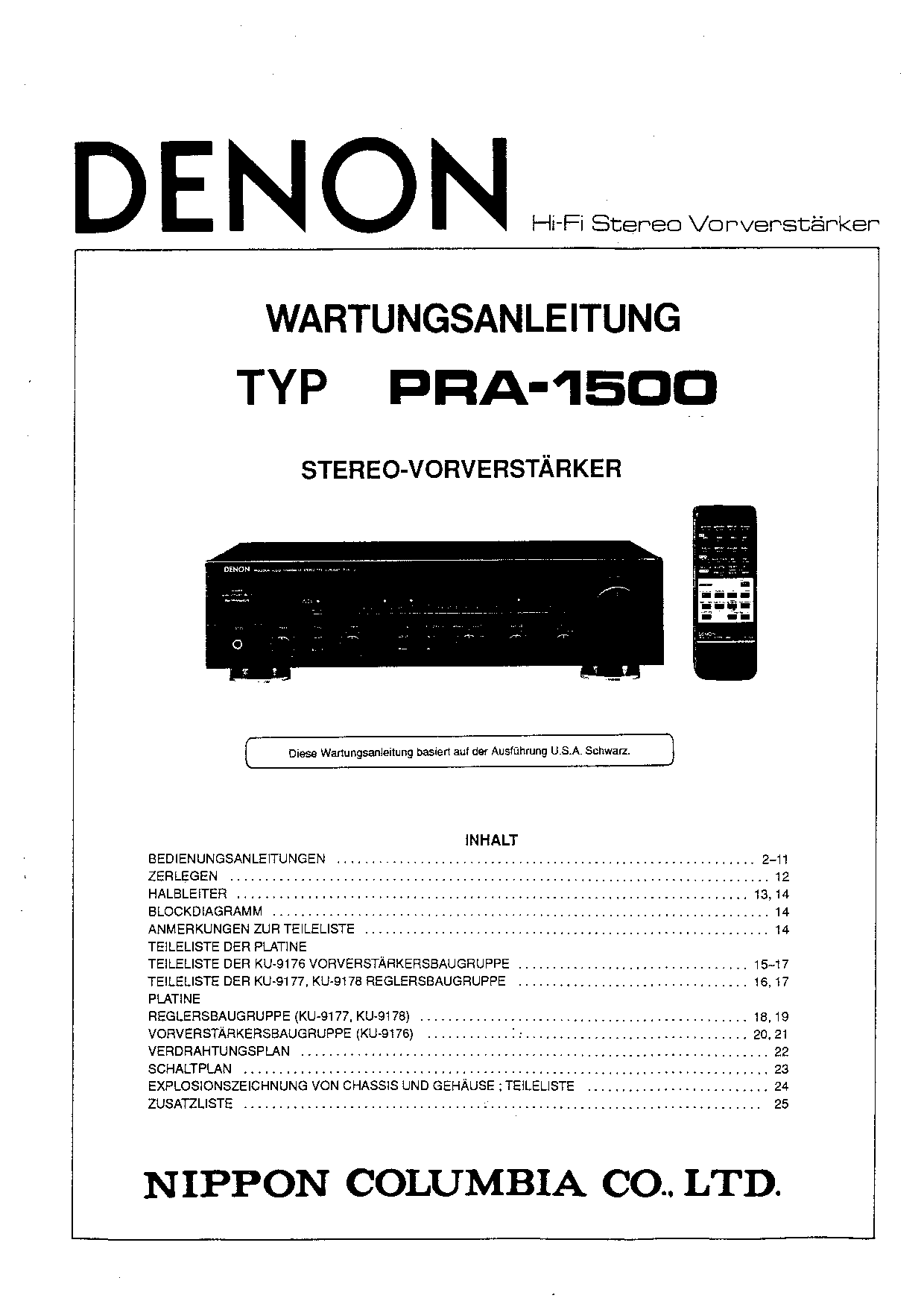 Denon PRA 1500 Service Manual