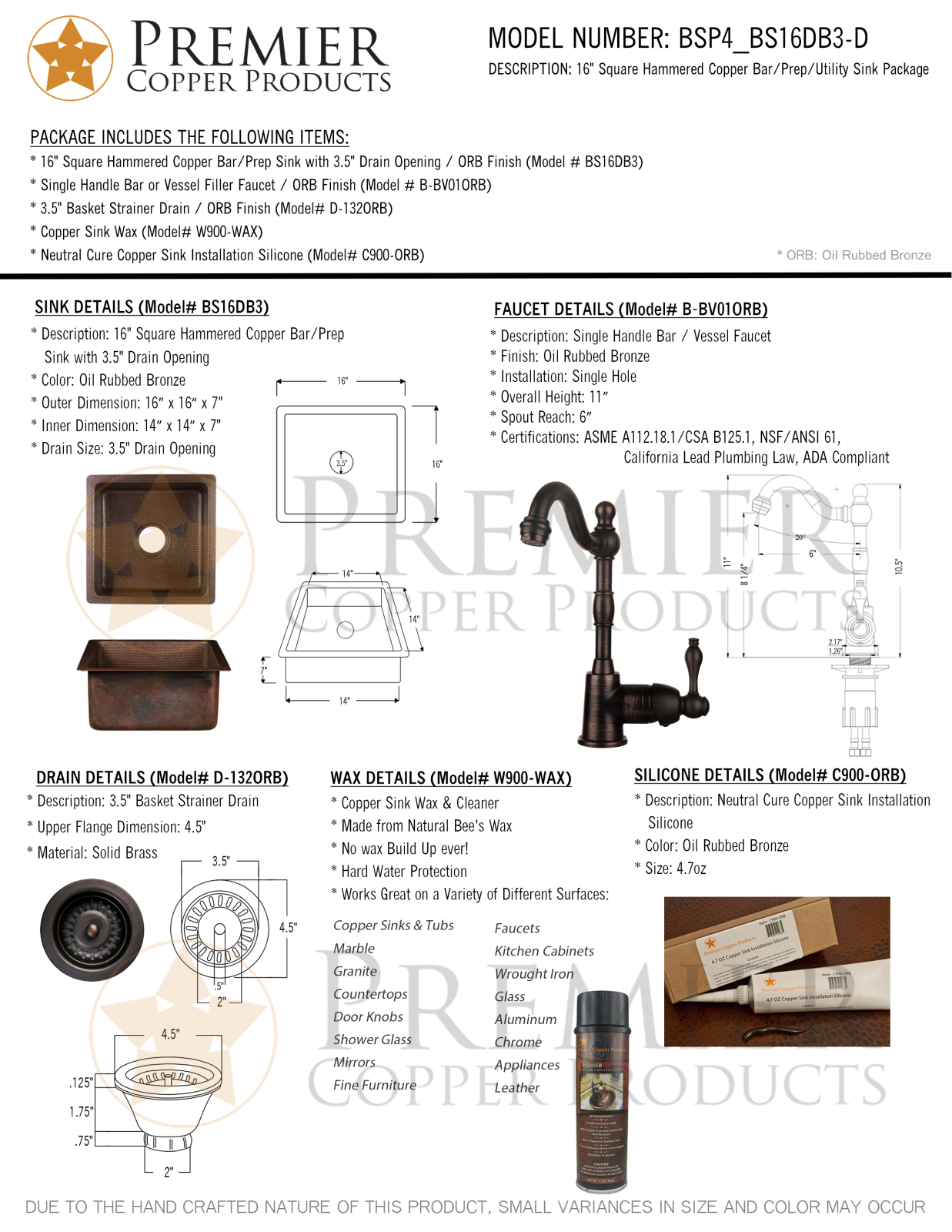 Premier Copper Products IER1935 Specifications - ManualMachine.com