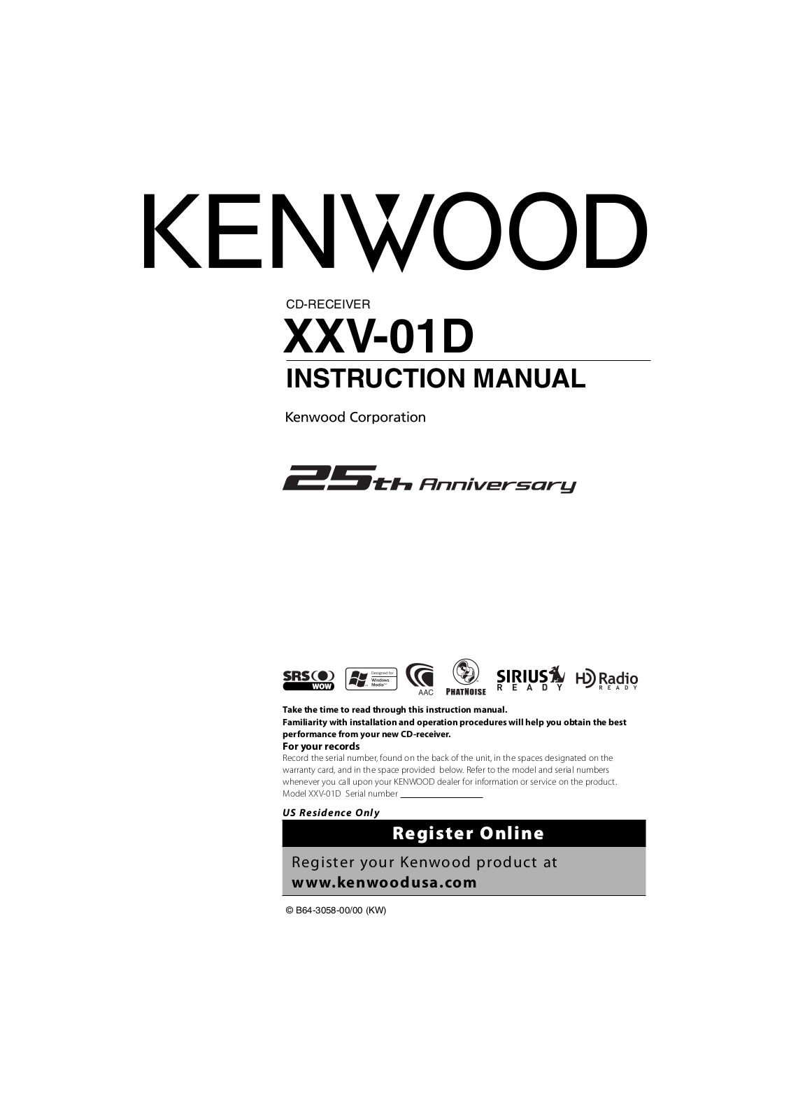 KENWOOD XXV-01D User Manual