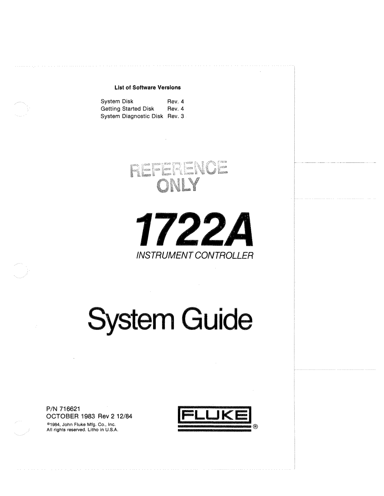 Fluke 1722A User Manual