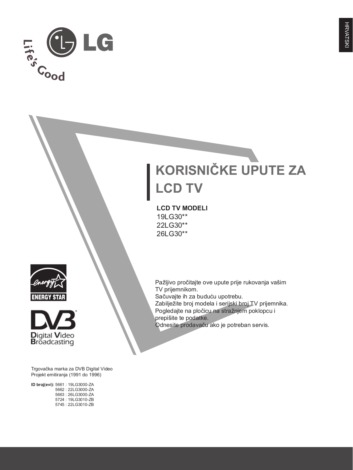 LG 26LG3000, 19LG3000 User manual