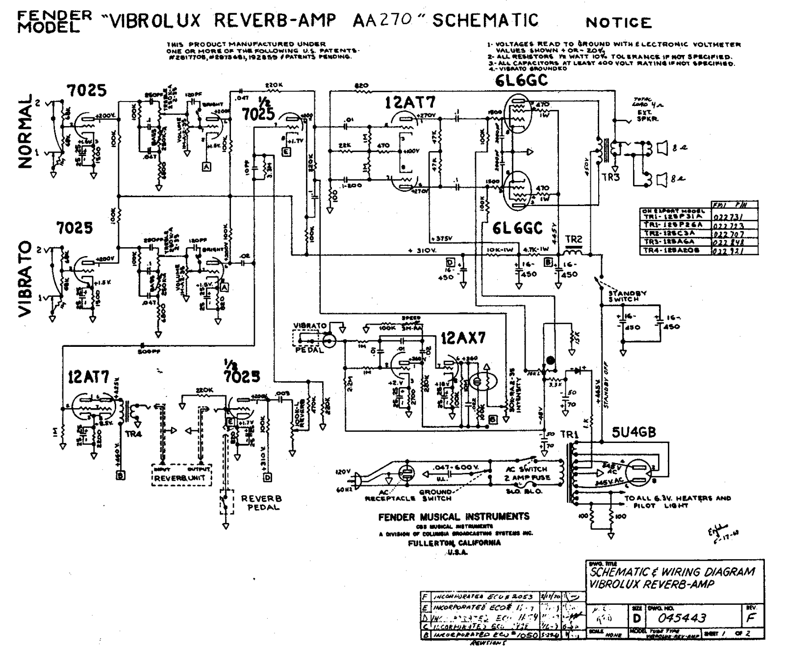 Fender Vibrolux-AA270 Schematic