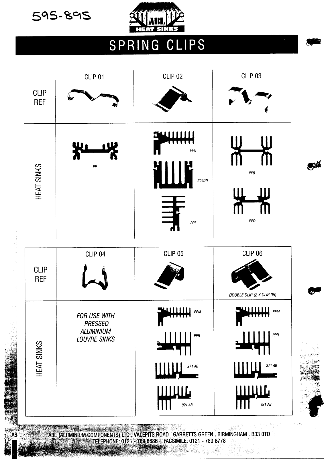 ABL HEAT SINKS CLIP 01, CLIP 02, CLIP 03, CLIP 04, CLIP 05 Service Manual