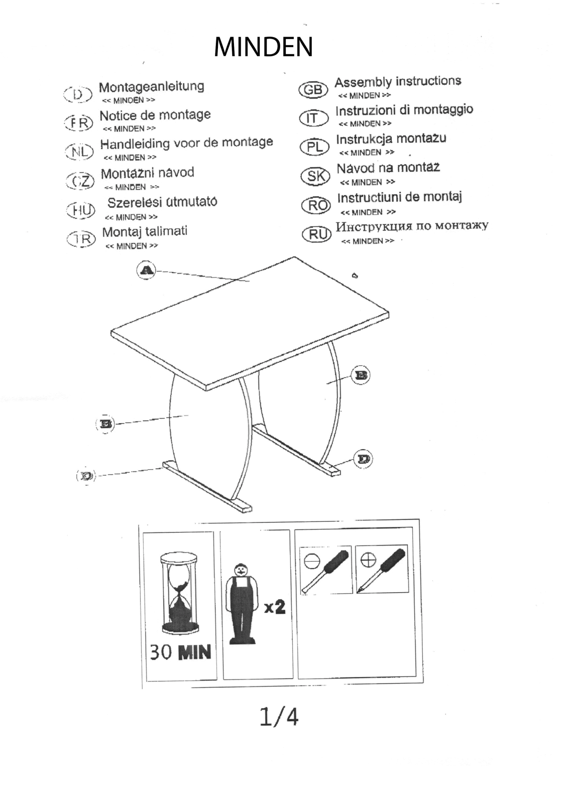 Home affaire Minden 2 Assembly instructions