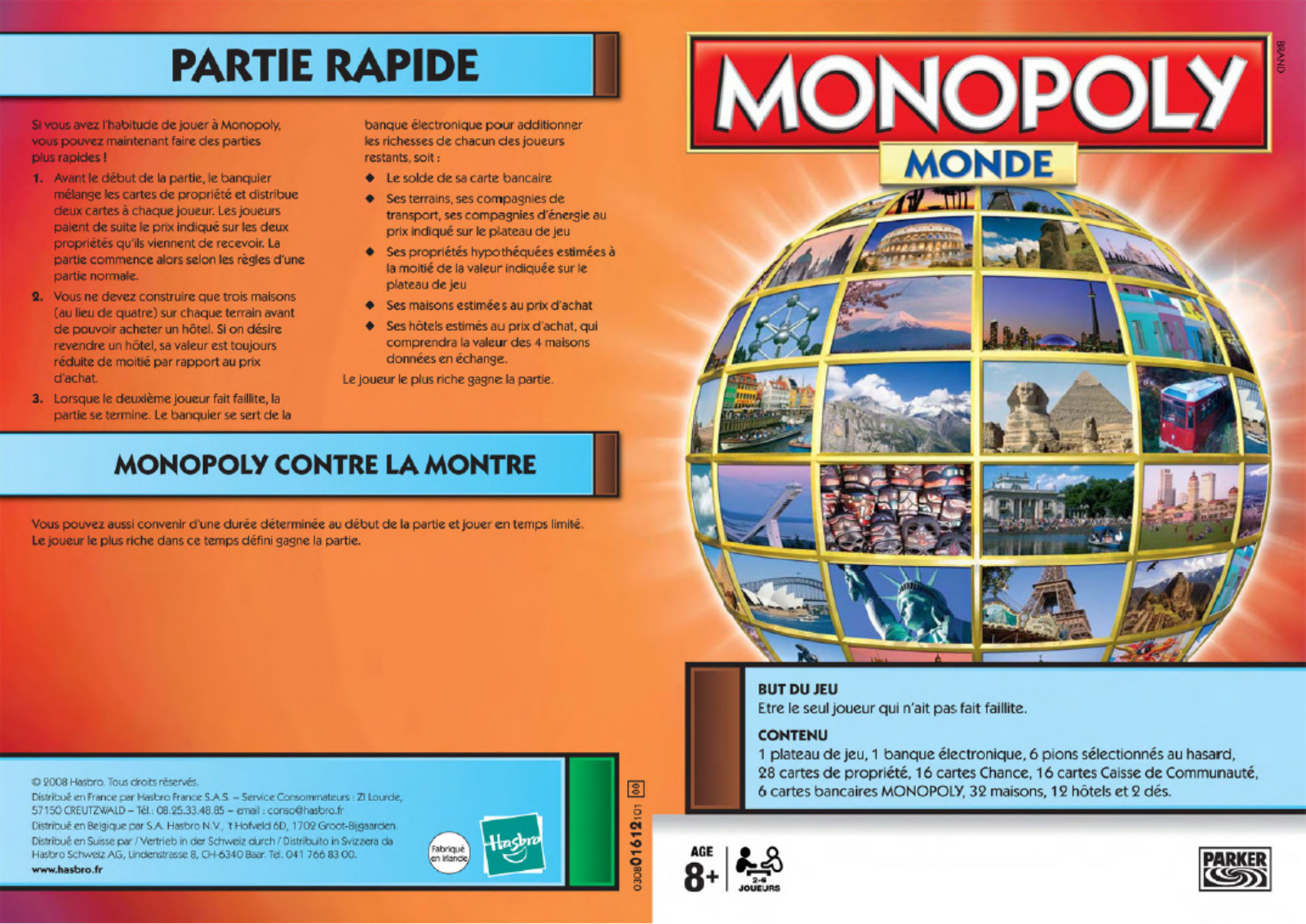 HASBRO MONOPOLY MONDE User Manual