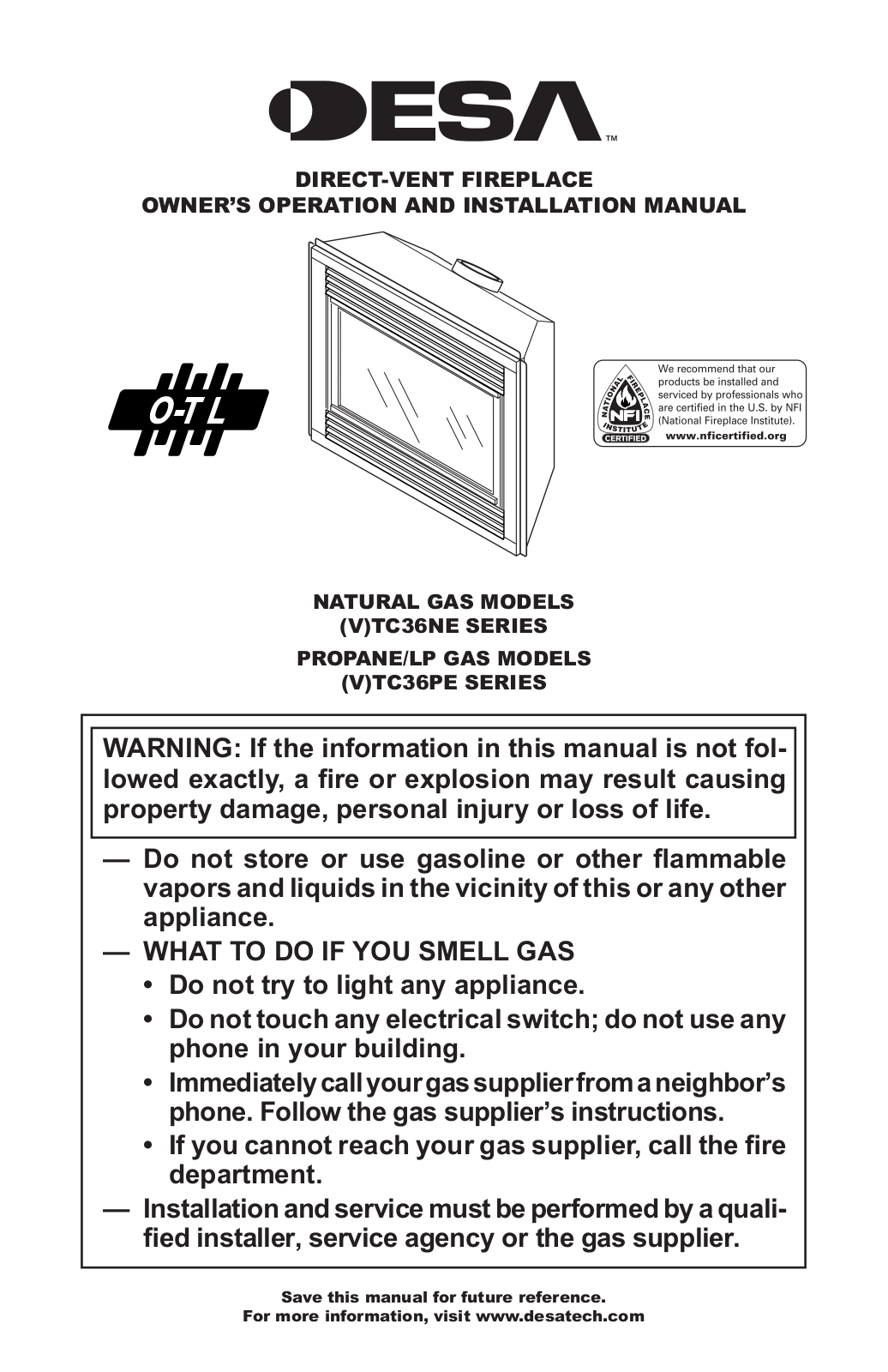 Desa VTC36PE, VTC36NE User Manual