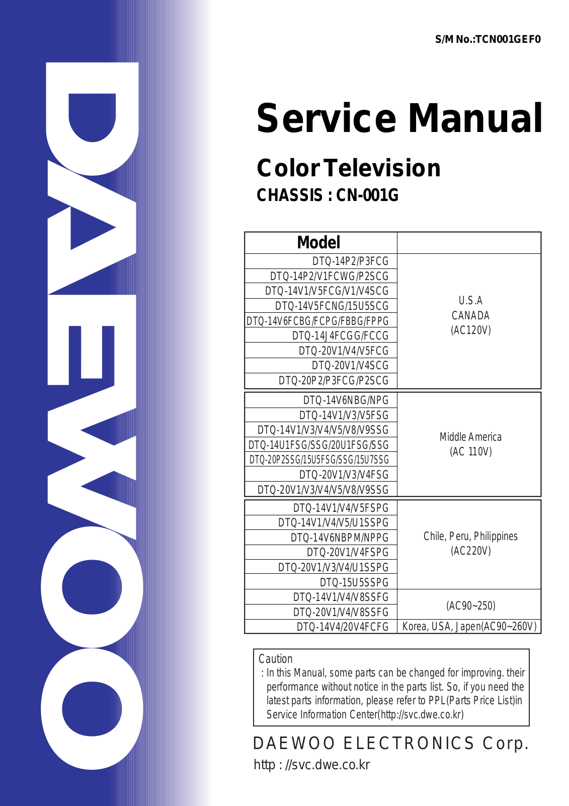 DAEWOO DTQ-15U5SSPG Service Manual