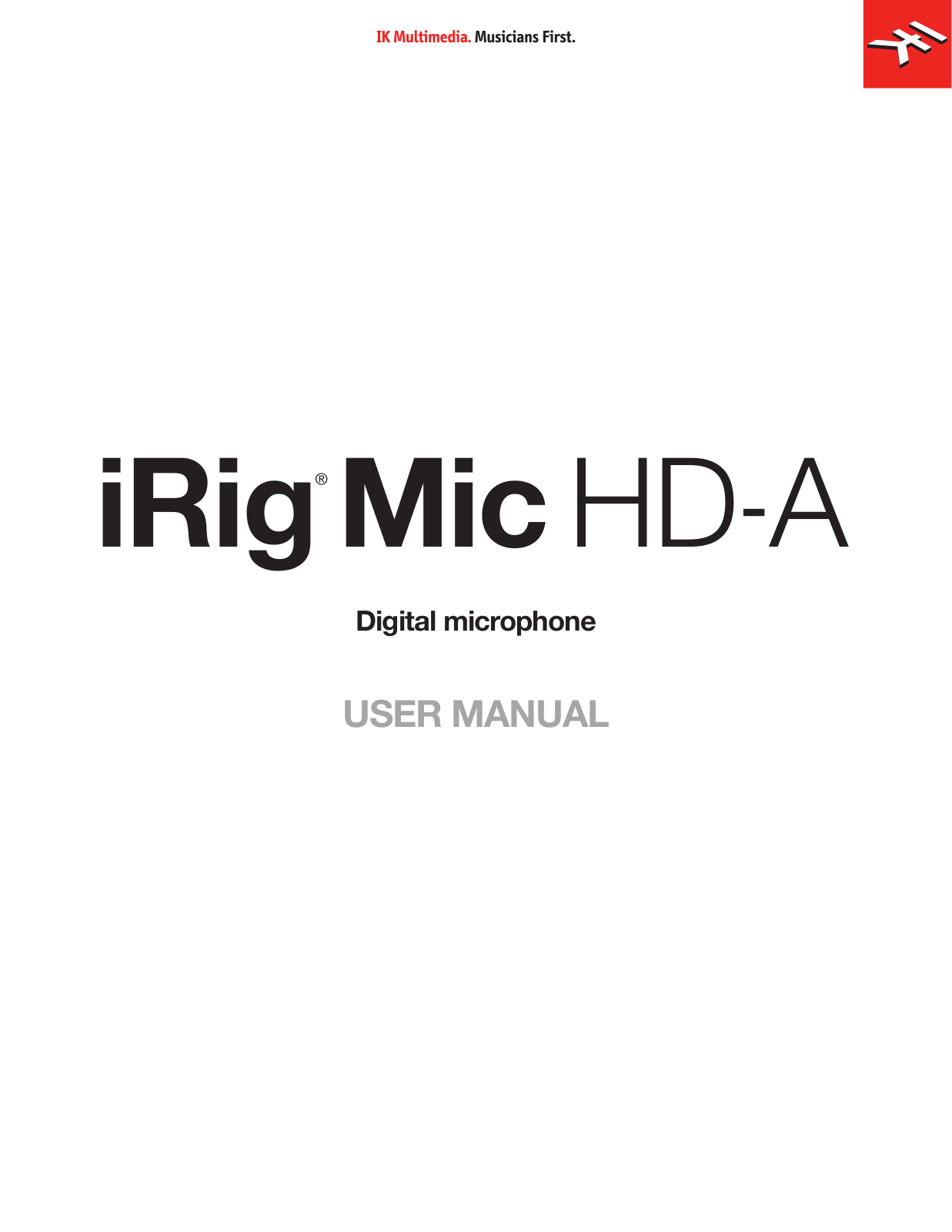 Ik Multimedia iRig Mic HD-A USER MANUAL