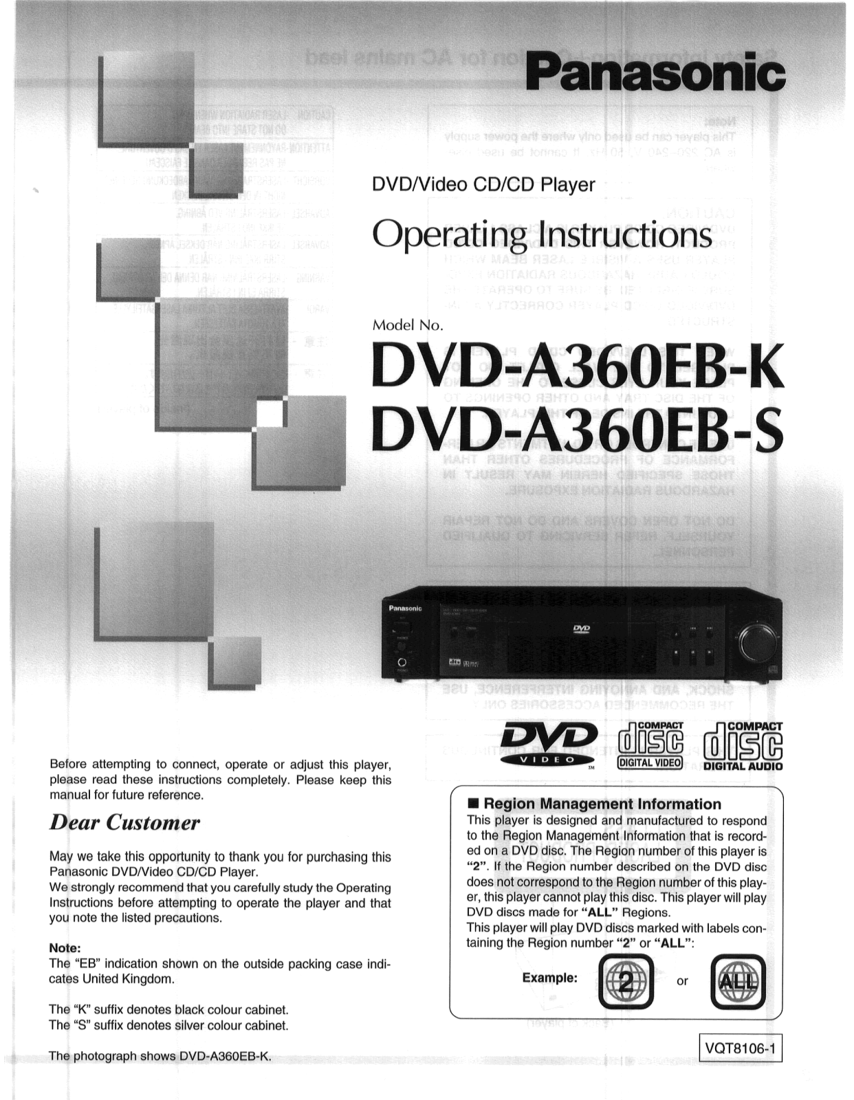 Panasonic DVD-A360 User Manual