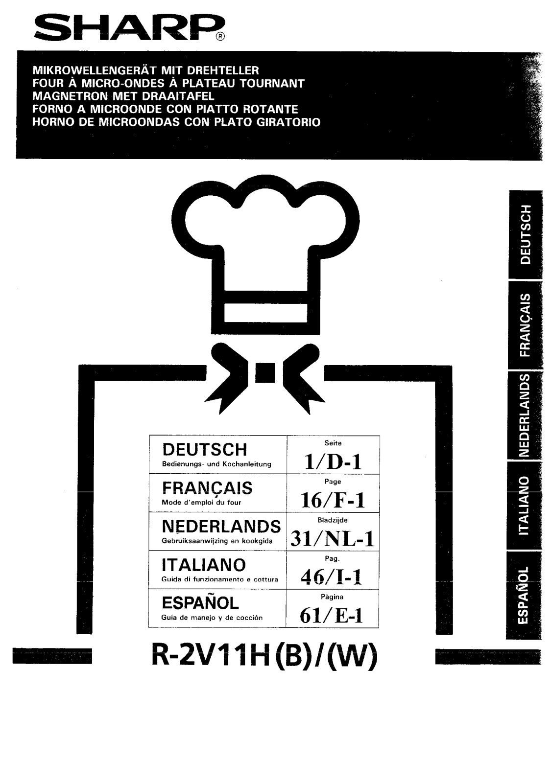 SHARP R-2V11H User Manual