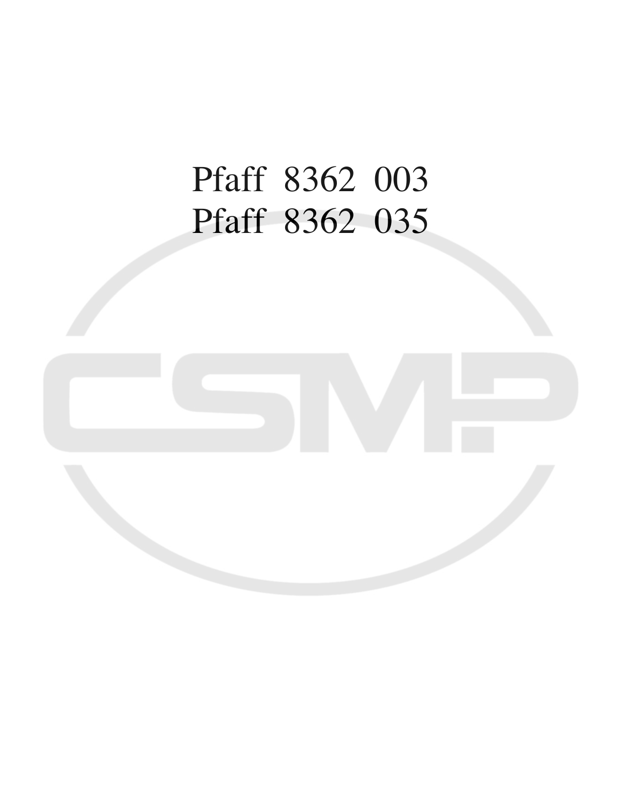 Pfaff 8362 Parts Book